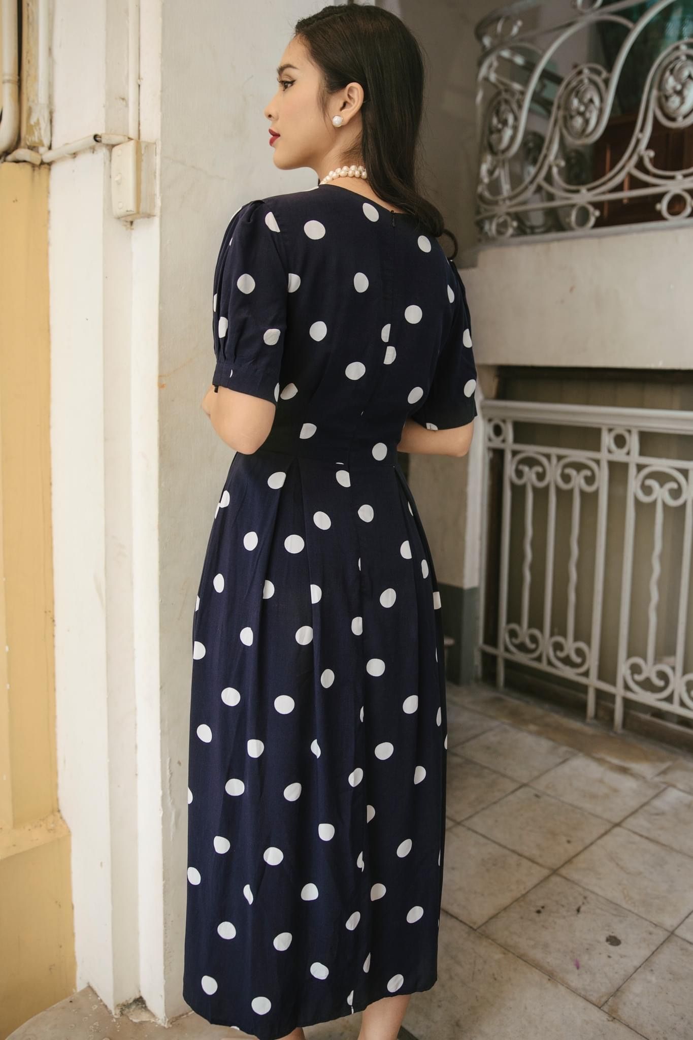 Clara - Đầm Chấm Bi Cổ Điển D931