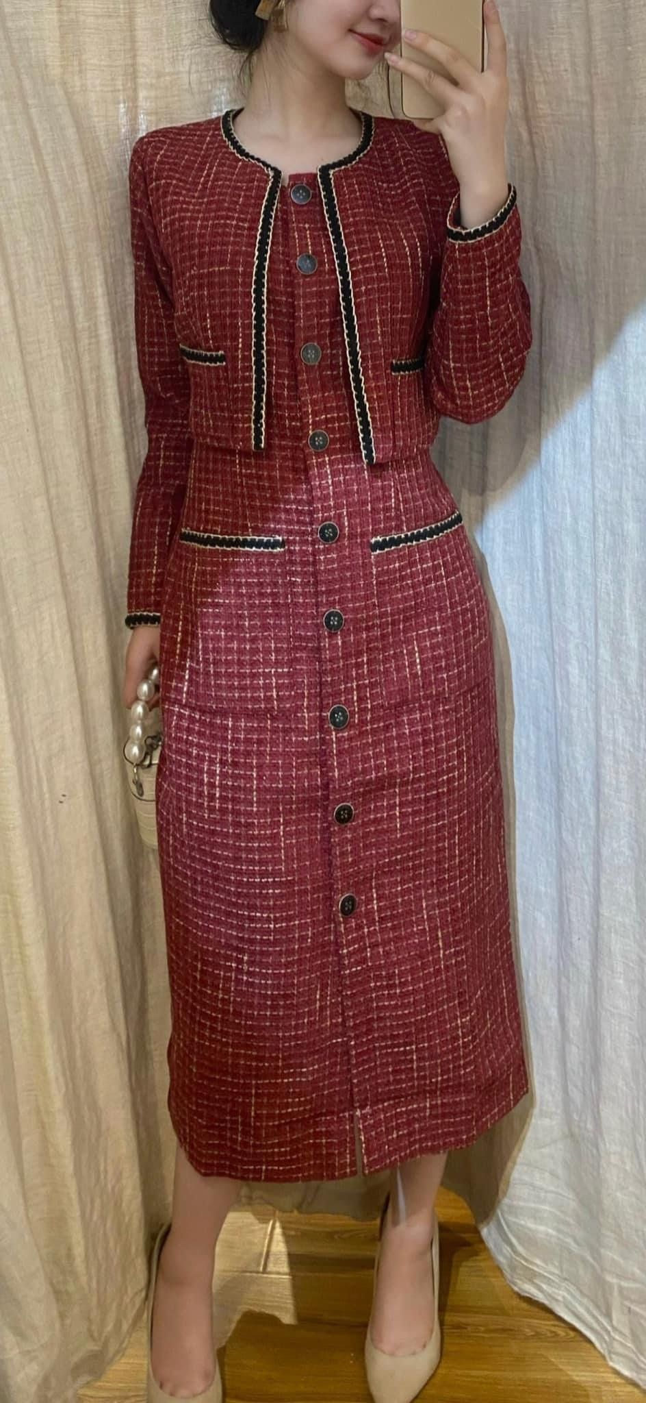 Giselle Dress - Đầm body tweed hàng cúc, hai túi D001 D002