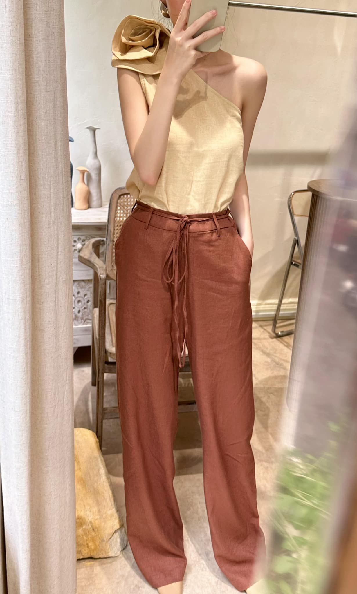 Doris Set - Set áo hoa lớn và quần linen