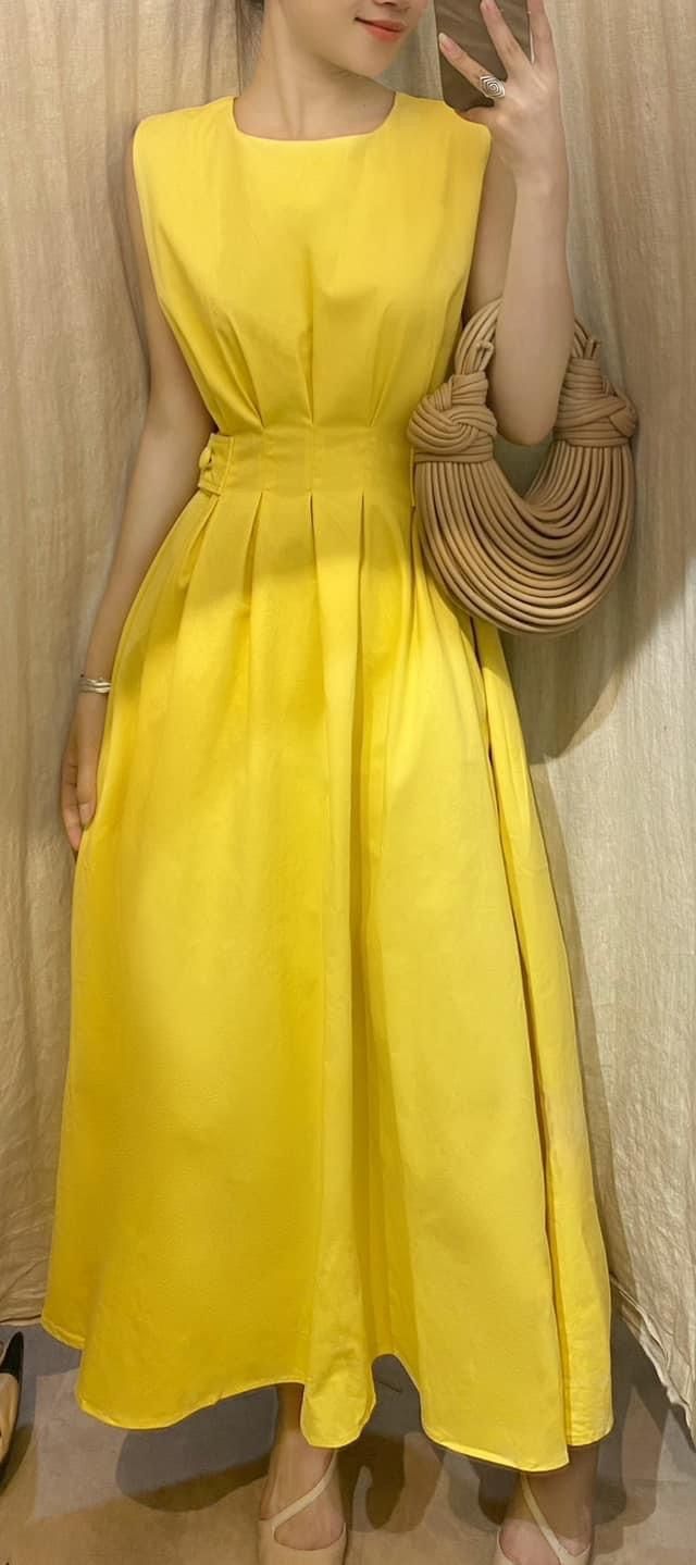 Evelyn Dress - Đầm sát nách, xếp ly eo D938