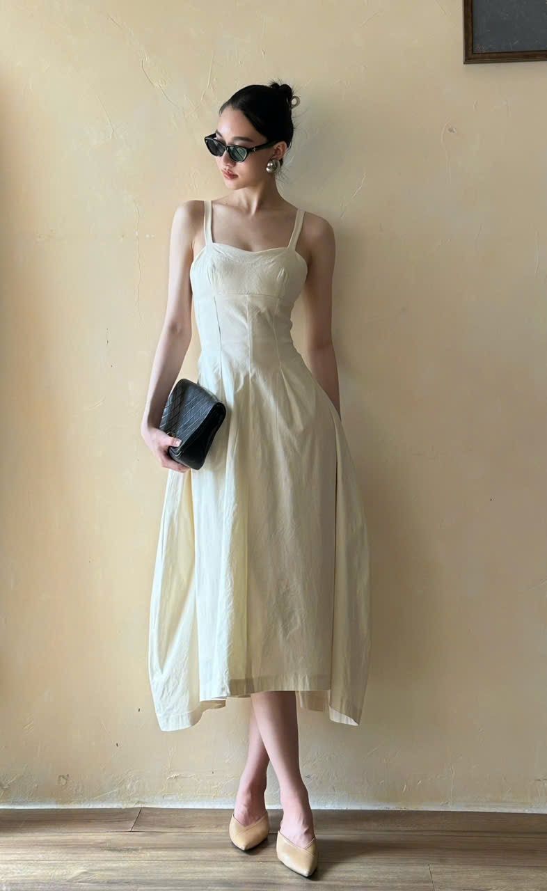 Merlisa Dress - Đầm 2 dây xếp li eo D993