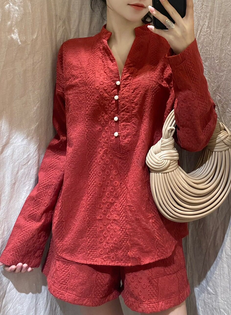 Lucie Set - Set Quần Và Áo Cổ V L01