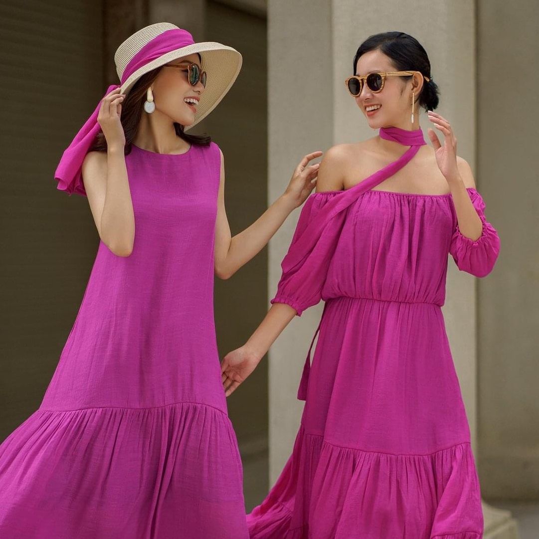 Đầm xô lụa sát nách
