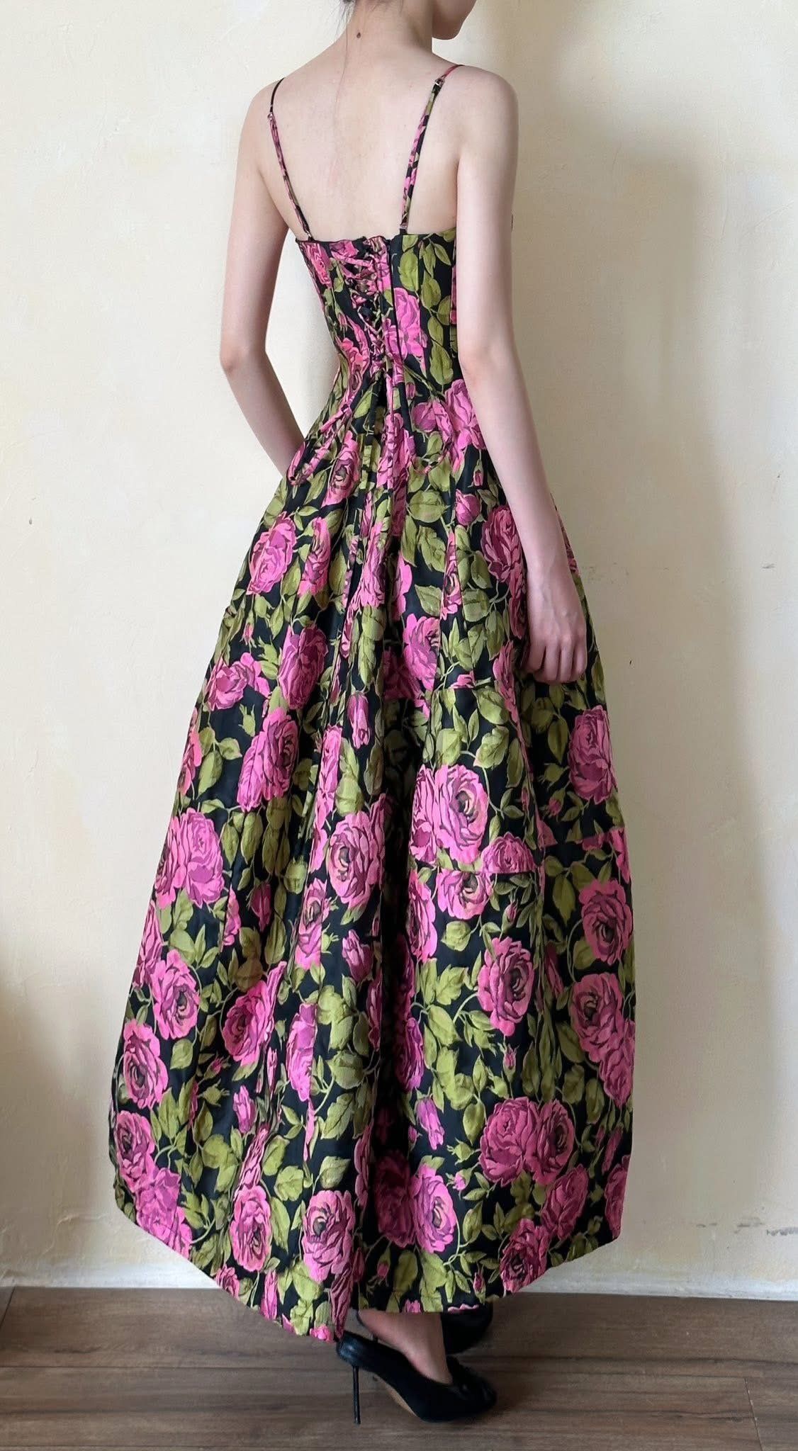 Brigitte Dress - Đầm Corset Hoa Hồng D0129