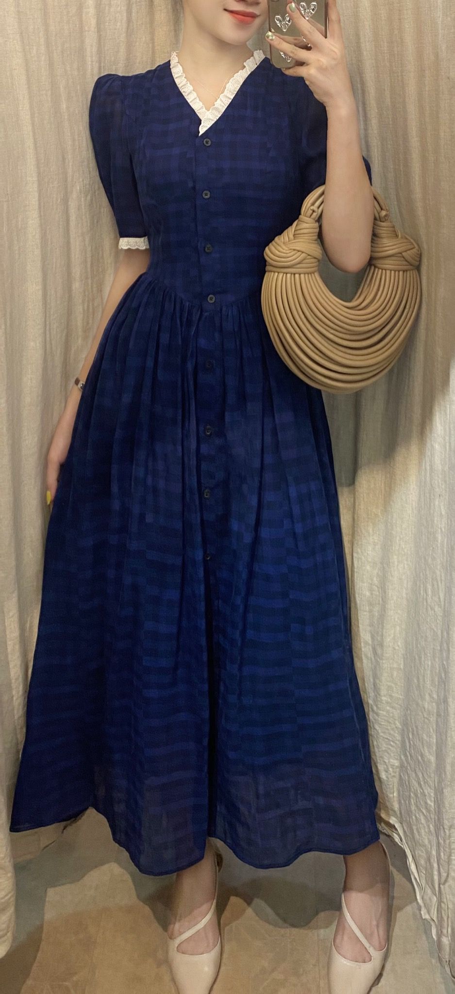 Jane Dress - Đầm Viền Cổ Tay Ngắn L36