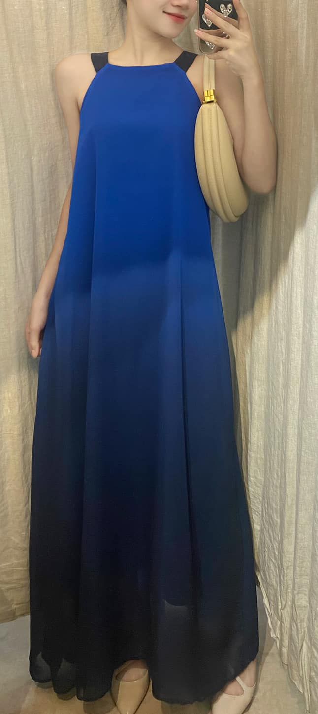 Feather Dress - Đầm Maxi Cổ Yếm Chuyển Màu D934