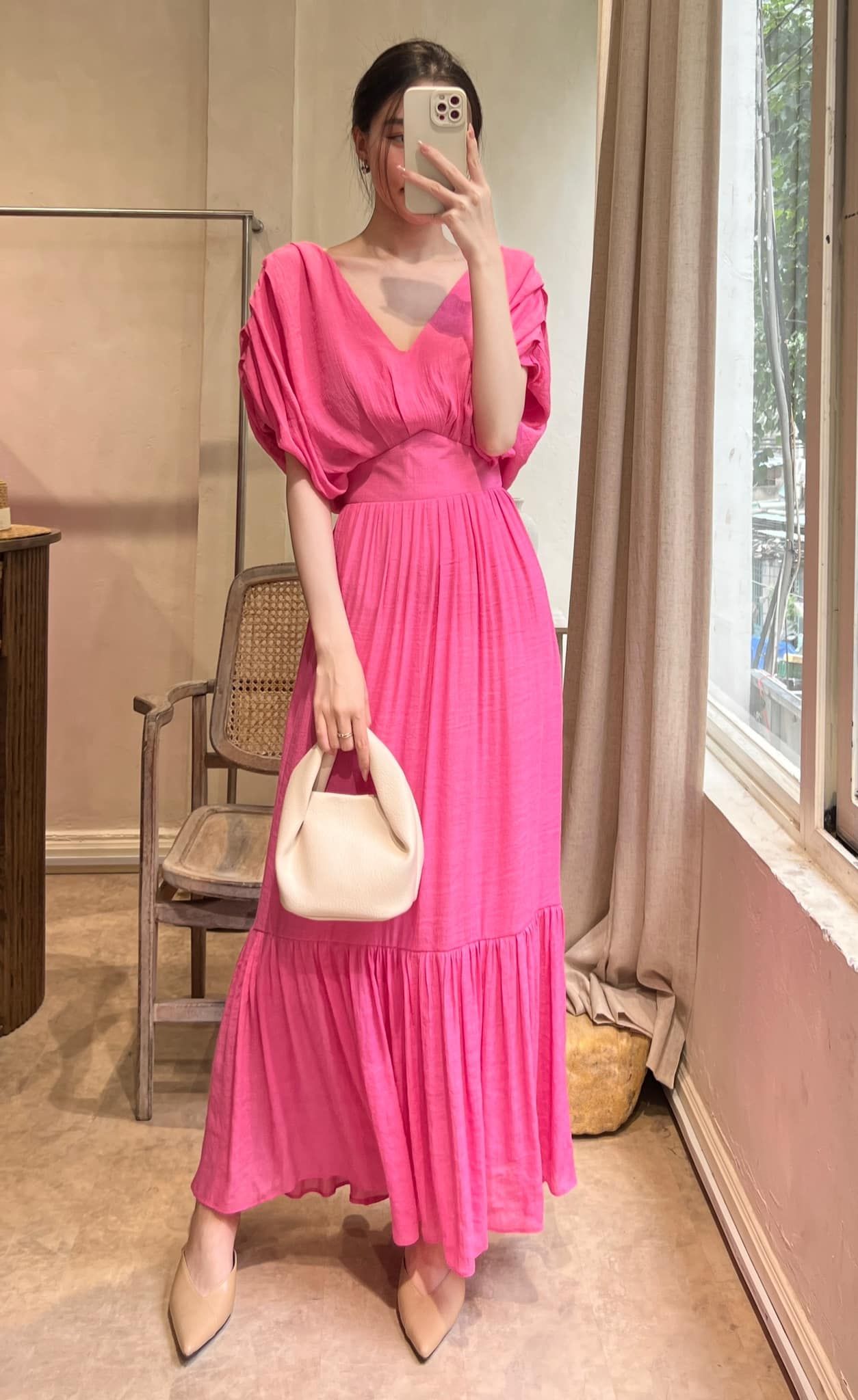 GRACE DRESS - Đầm cánh dơi nhún vai D540