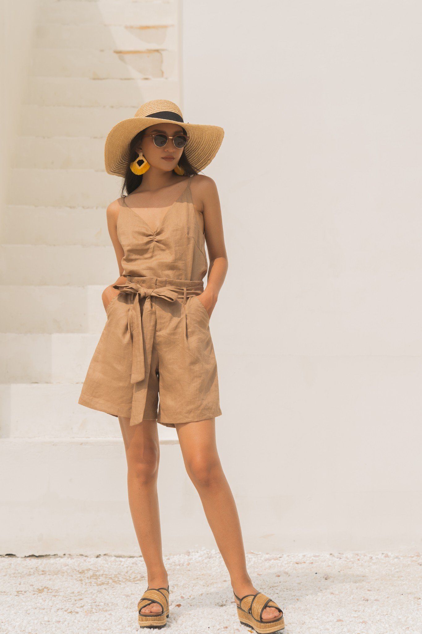 Quần short linen thắt nơ eo Q42 -> Q48