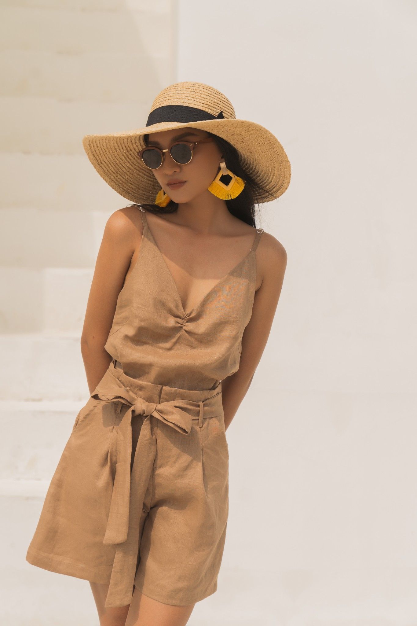 Quần short linen thắt nơ eo Q42 -> Q48