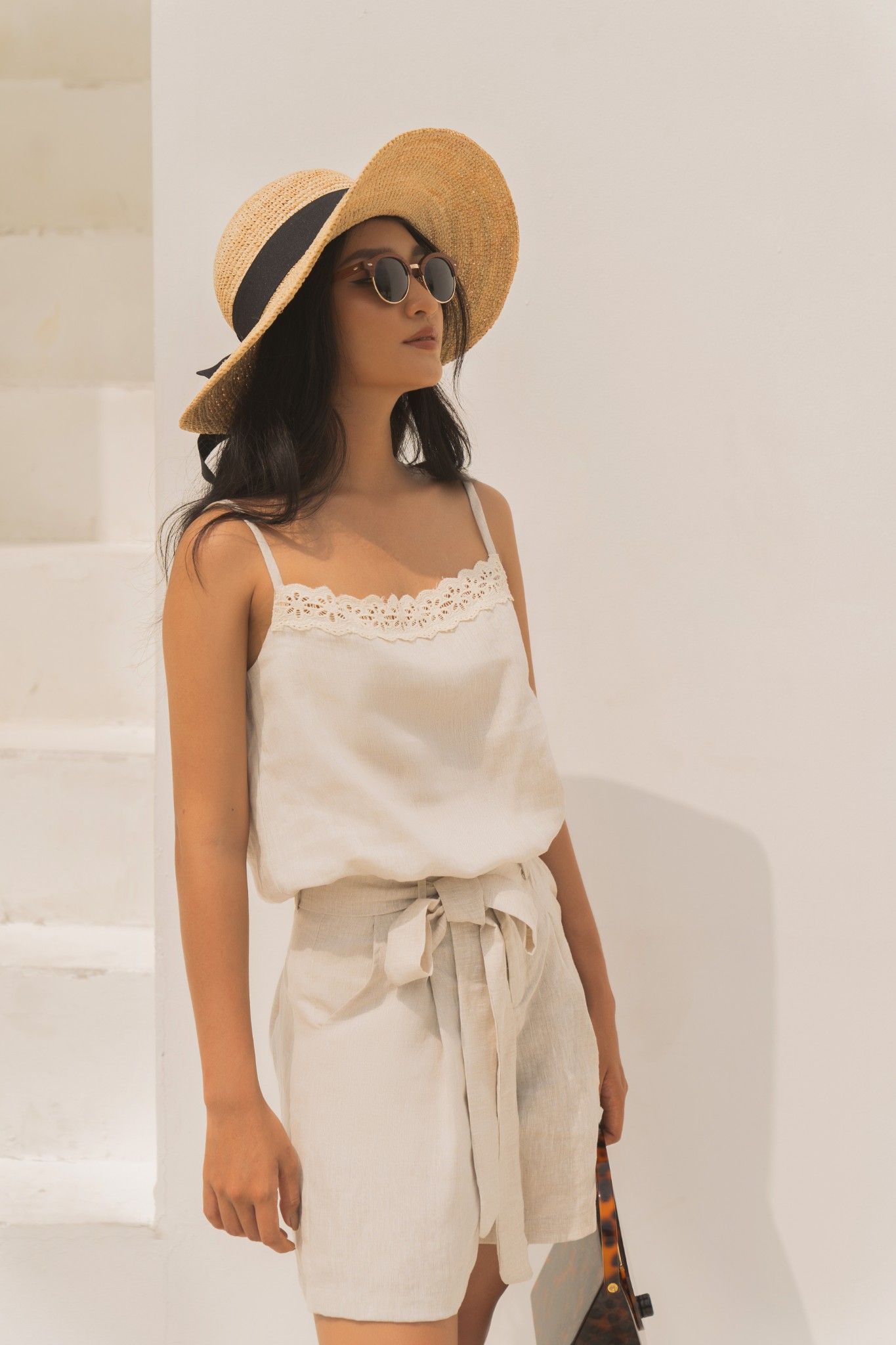 Quần short linen thắt nơ eo Q42 -> Q48