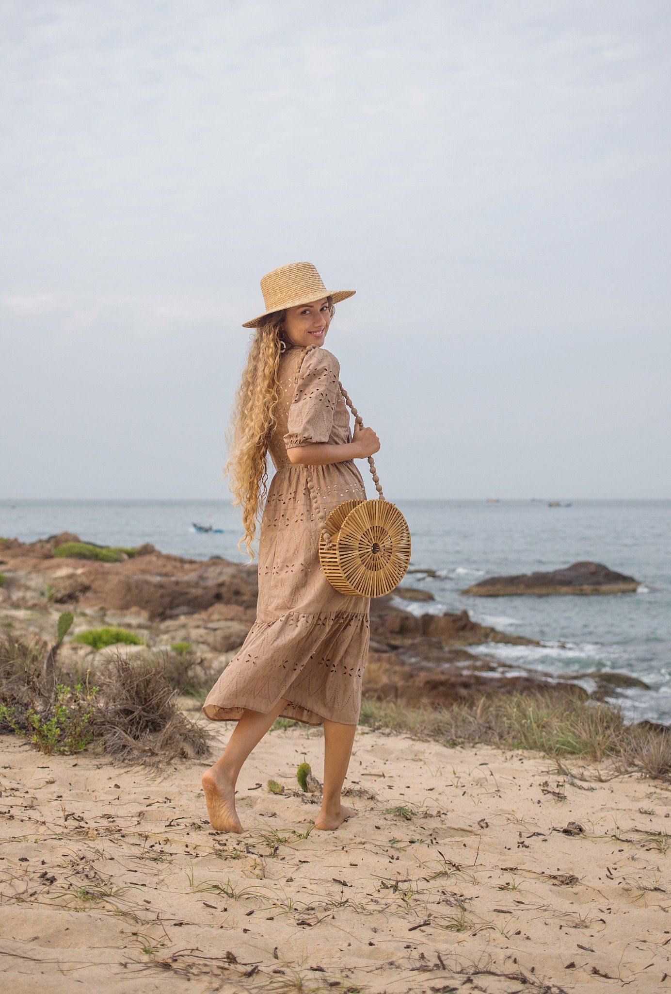 Briella Dress - Đầm nâu thắt nơ trước ngực D150