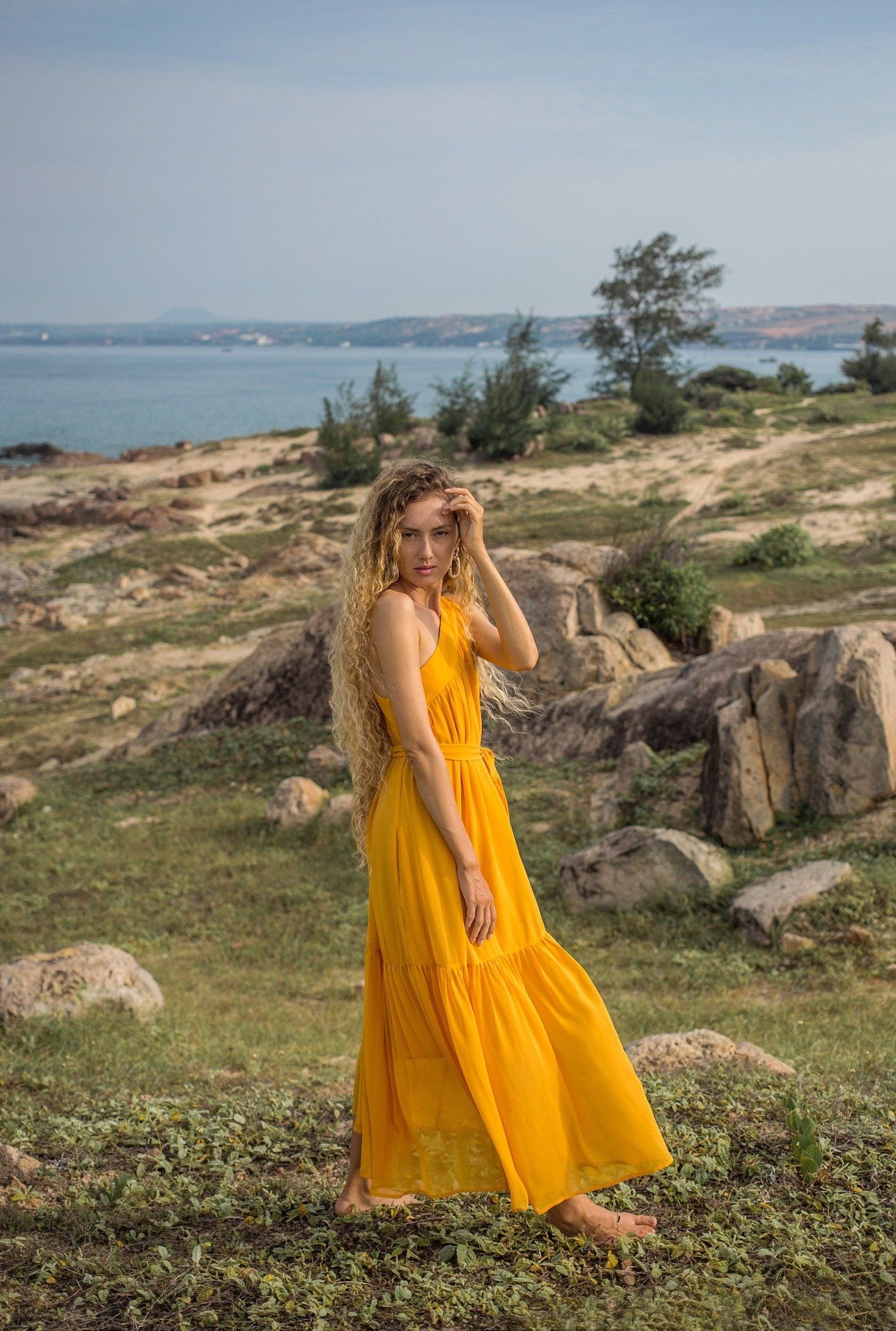 Lilly Dress - Đầm voan lệch vai dáng suông D023