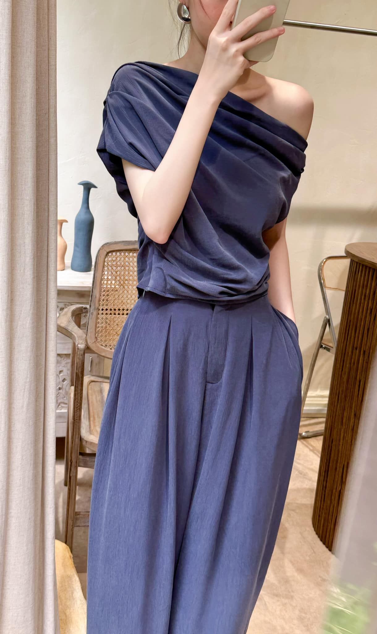 Jasmine Set - Set Áo Trễ Vai Và Quần Ống Rộng L08