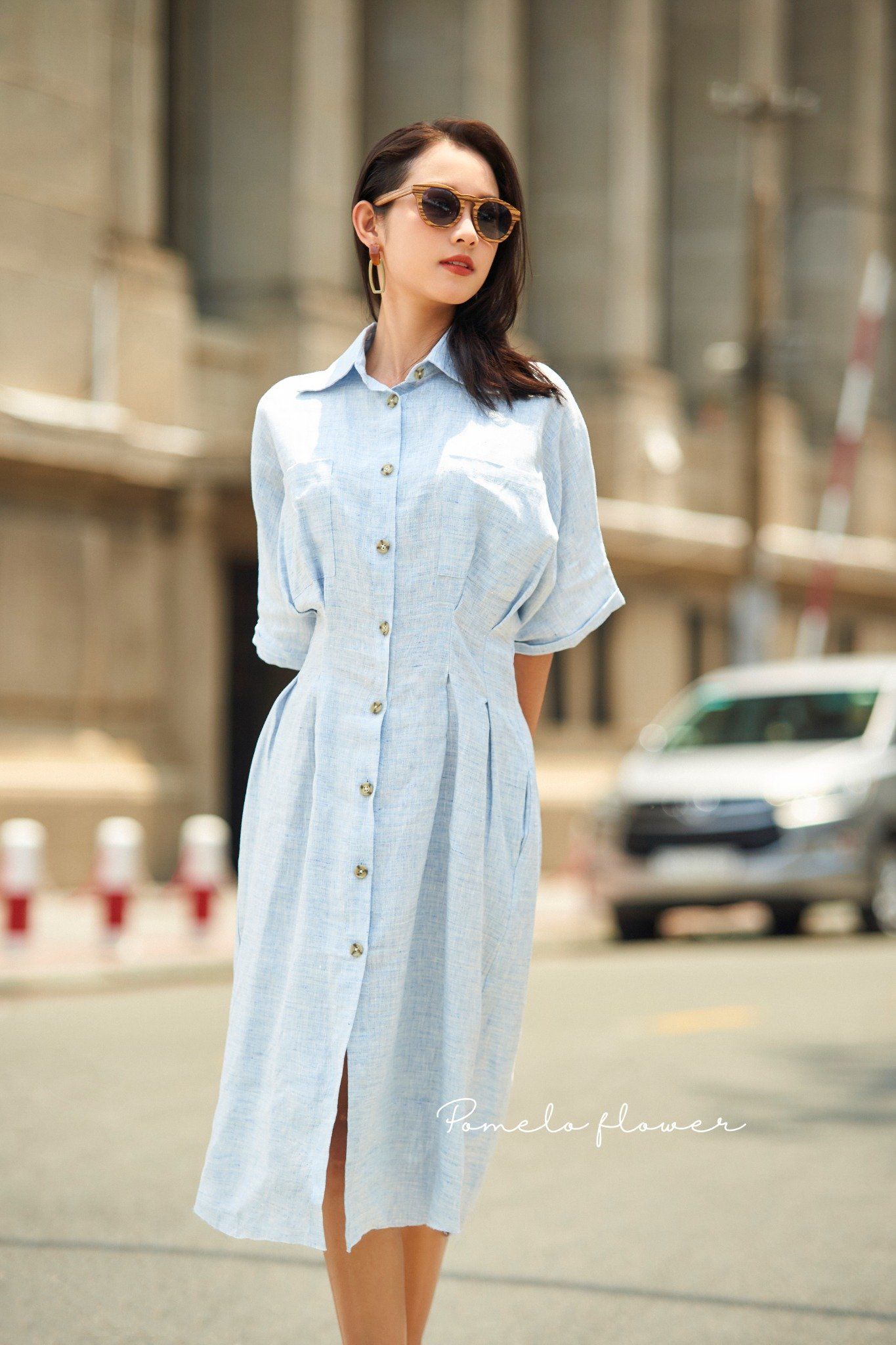 Jasmine Dress - Đầm sơ mi nhấn eo có túi D570