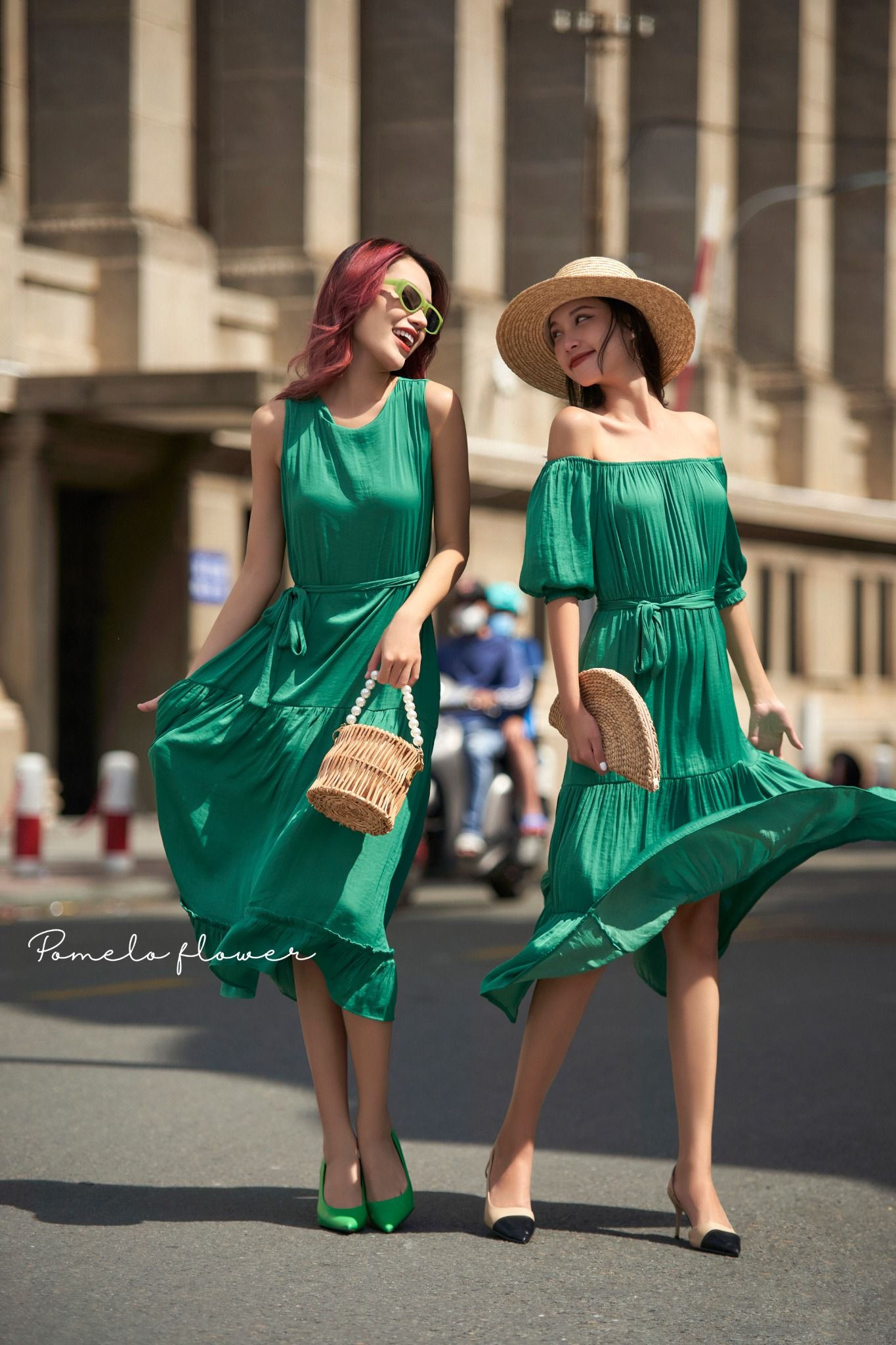 EMMIE DRESS - Đầm Trễ Vai lụa các màu - D625