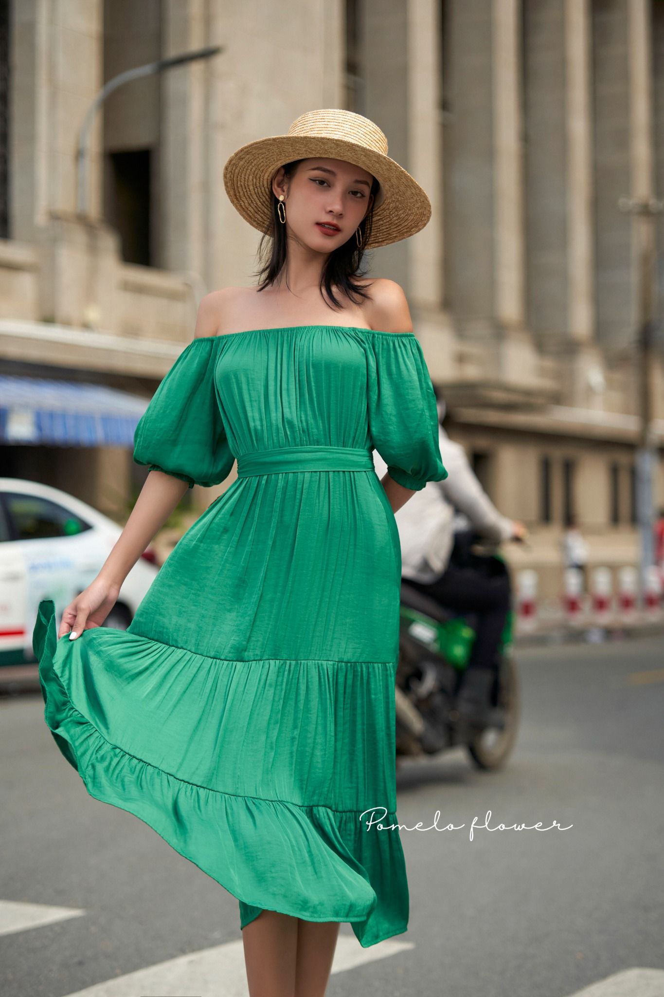 EMMIE DRESS - Đầm Trễ Vai lụa các màu - D625