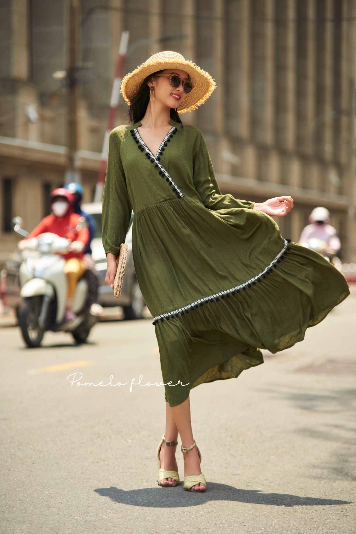 Liliana Dress - Đầm thổ cẩm viền trắng D597