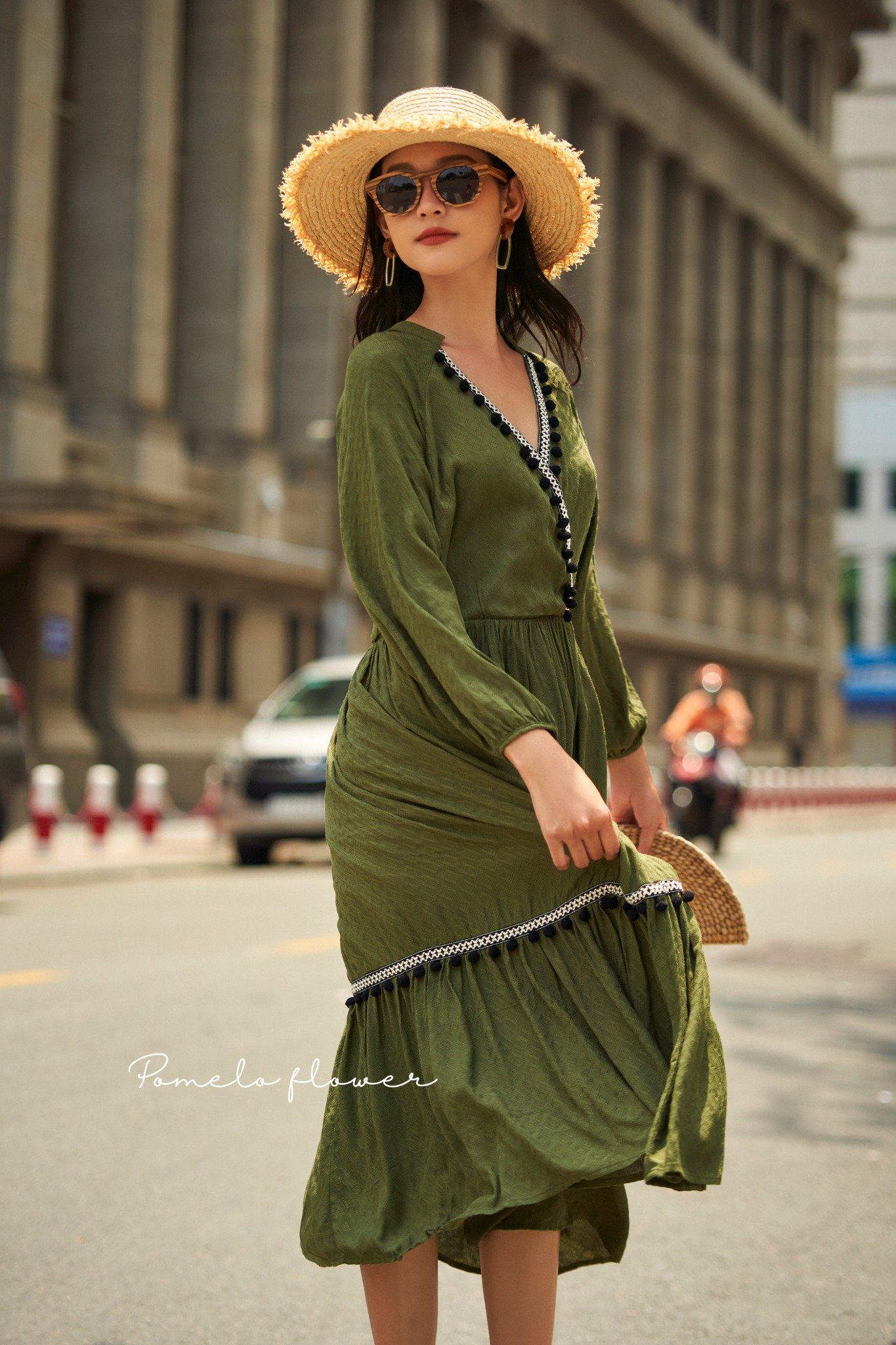 Liliana Dress - Đầm thổ cẩm viền trắng D597