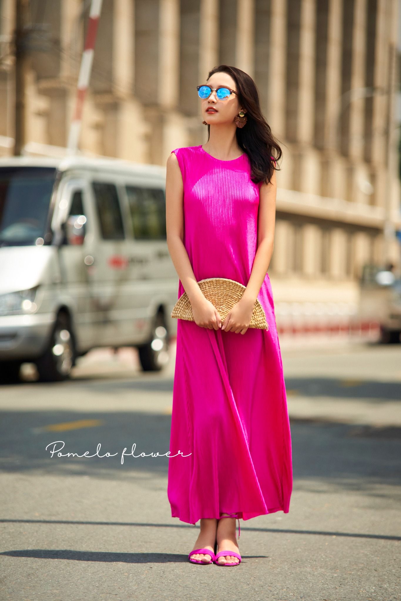 Đầm maxi tay chờm - D443