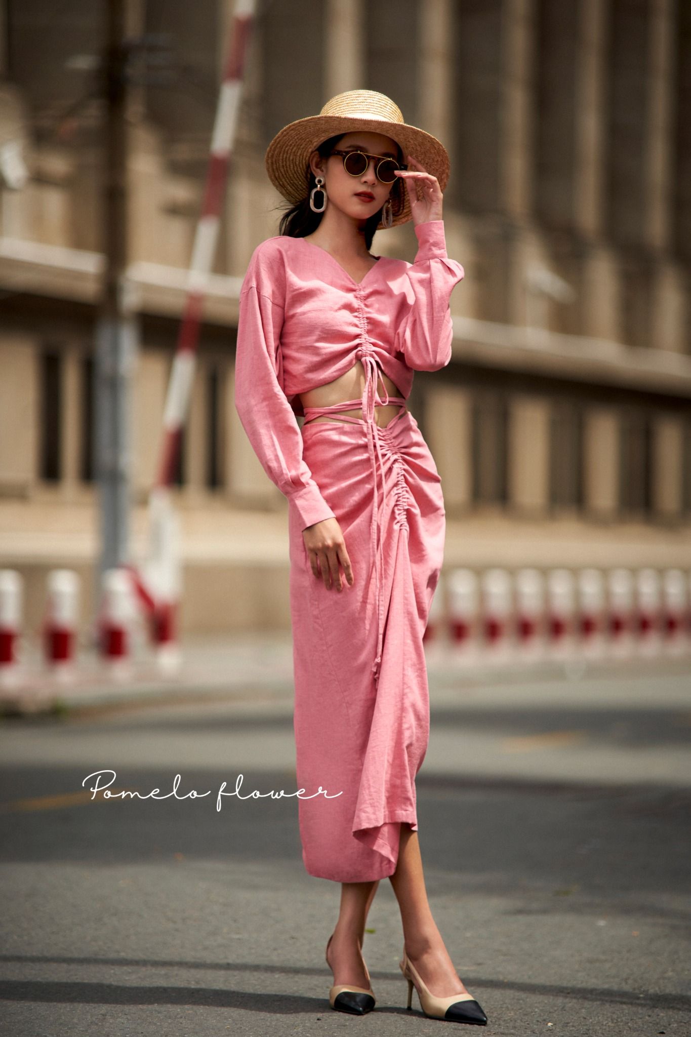 Isabella Set - Set áo crop top và chân váy linen S39