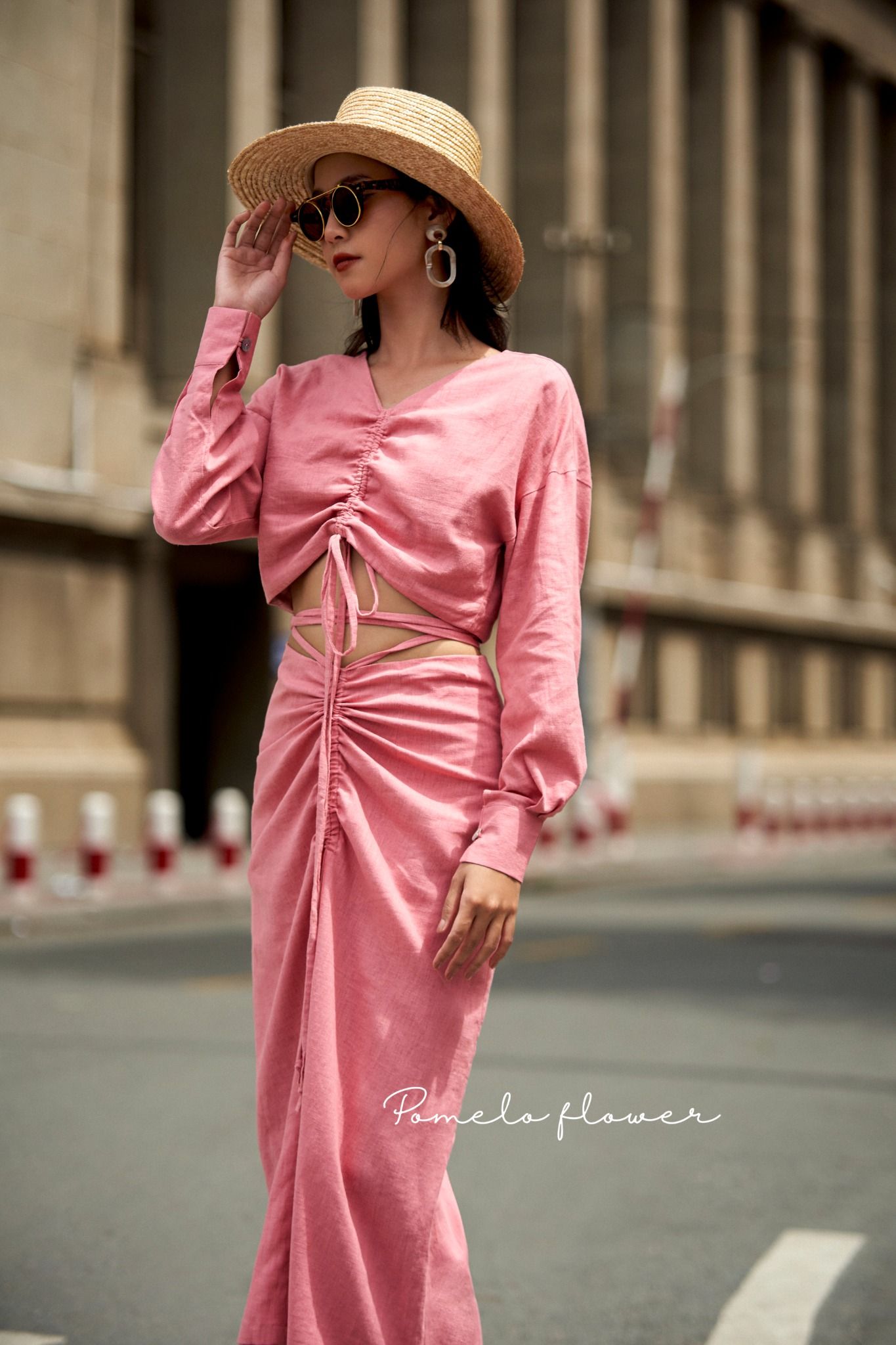 Isabella Set - Set áo crop top và chân váy linen S39