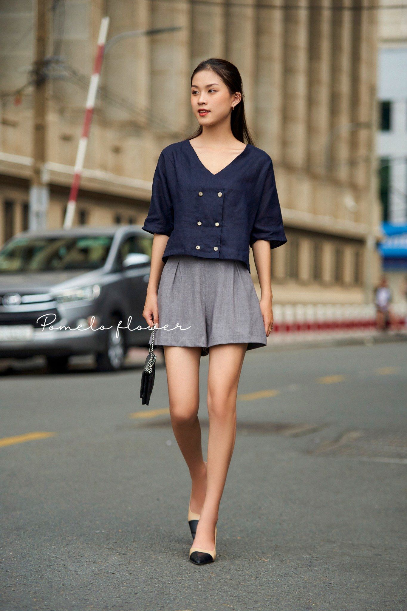 Vivienne Shirt - Áo linen 2 hàng cúc A55