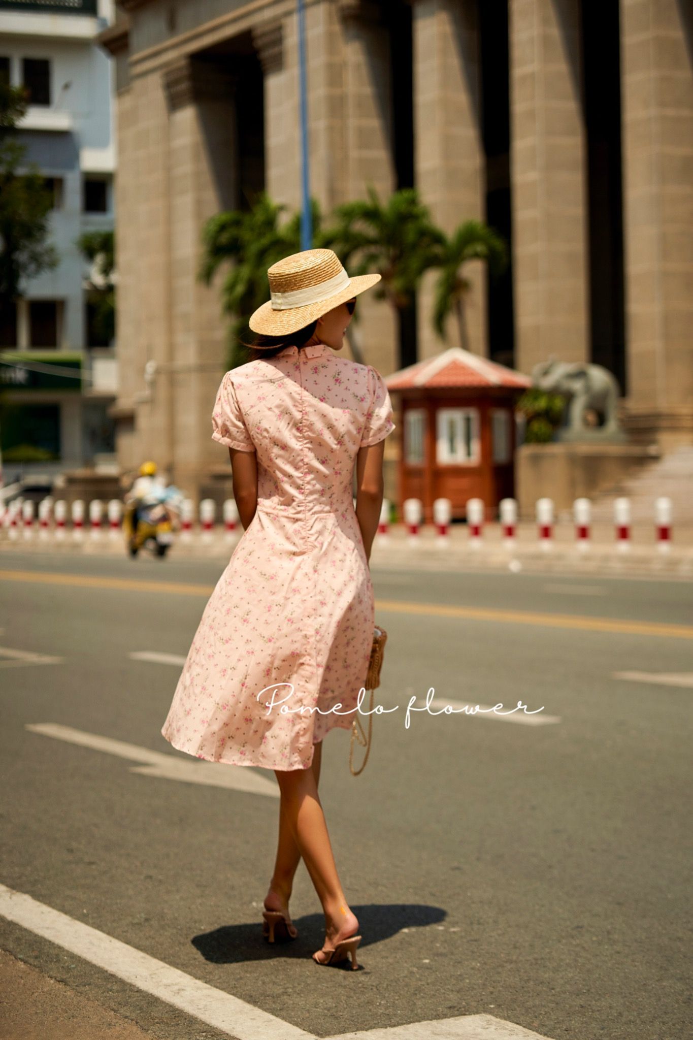 Liti Floral Midi Dress - Đầm hoa hồng nhỏ cổ sen D231