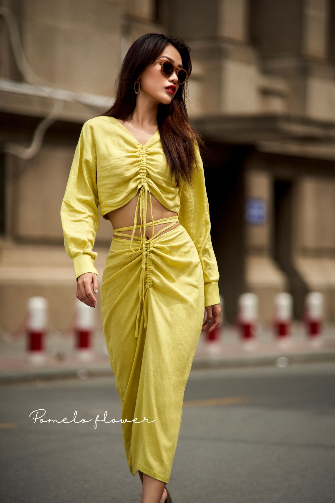 Isabella Set - Set áo crop top và chân váy linen S39