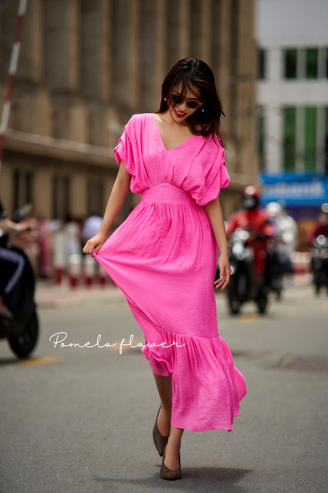 GRACE DRESS - Đầm cánh dơi nhún vai D540