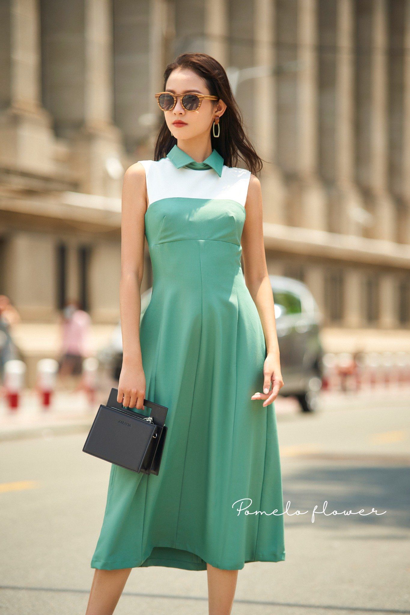 Ashley Dress - Đầm sát nách cổ sơ mi D567
