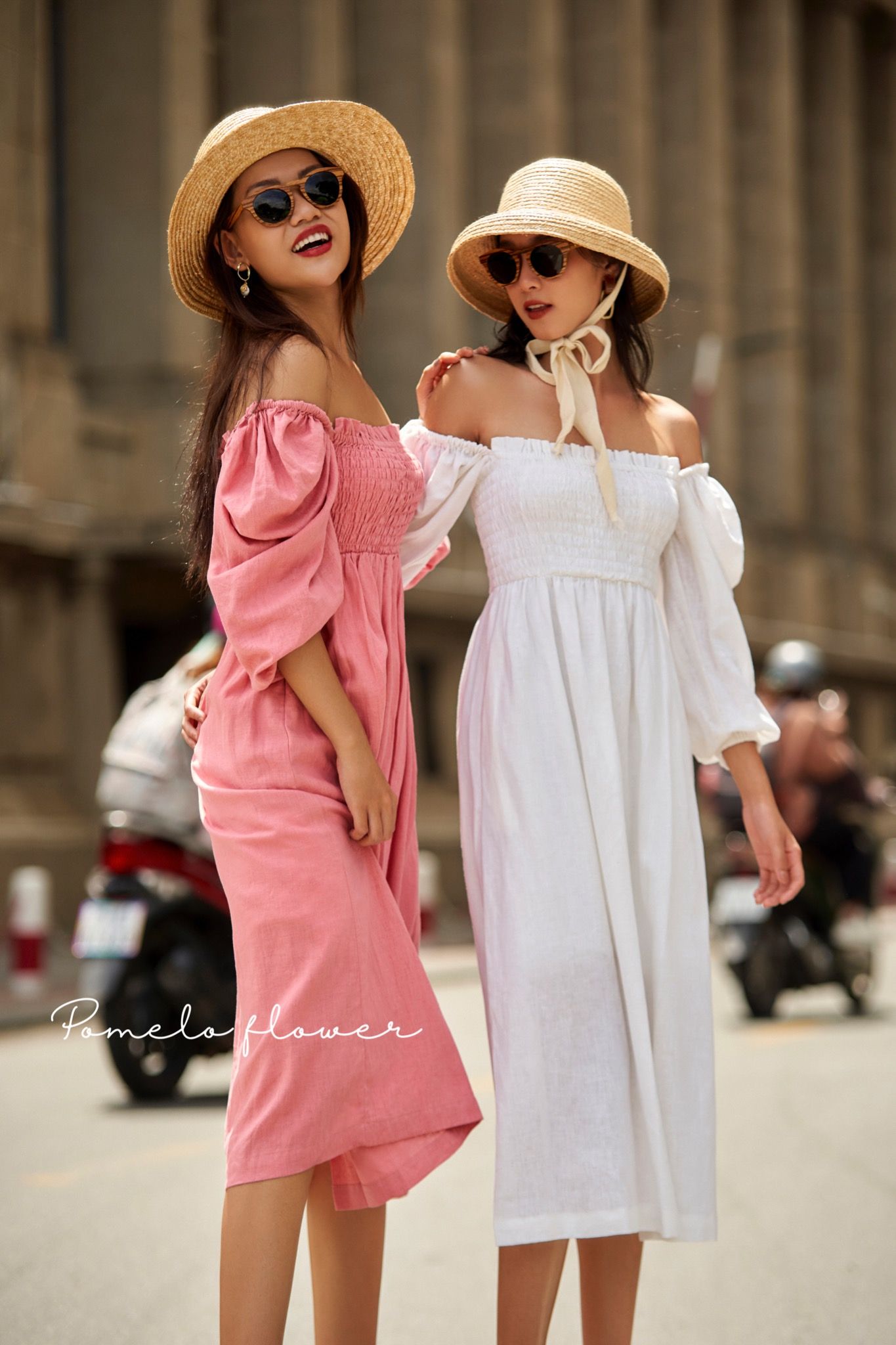 Cottage Linen Dress- Đầm linen tay lửng bo thun ngực D74