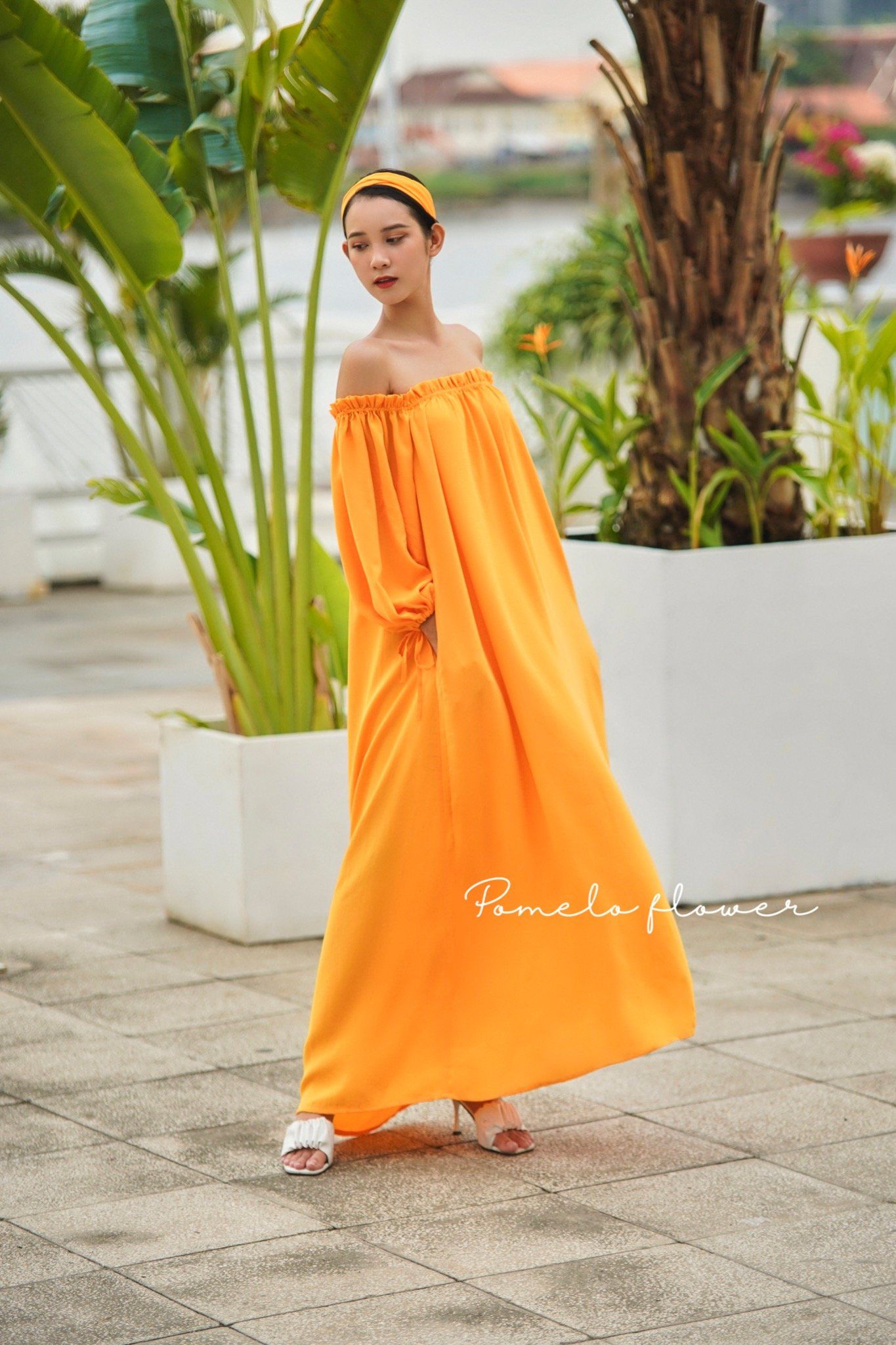 Carly Dress - Đầm suông trễ vai tay lỡ buộc nơ D454