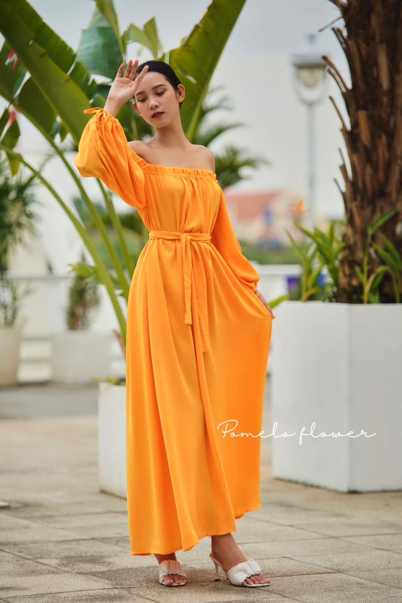 Carly Dress - Đầm suông trễ vai tay lỡ buộc nơ D454