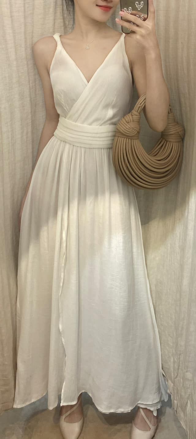 Lillie Dress - Đầm Xoắn Vai Xẻ Tà E291