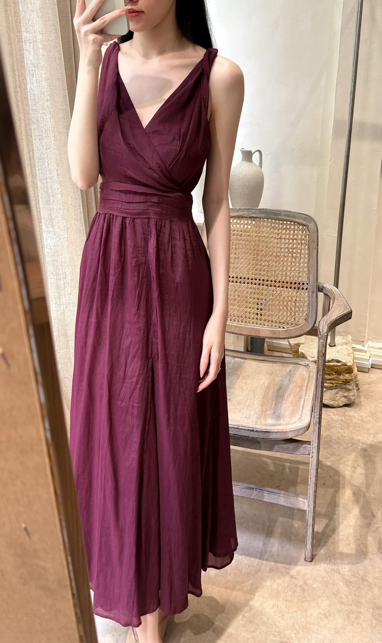 Lillie Dress - Đầm Xoắn Vai Xẻ Tà E291