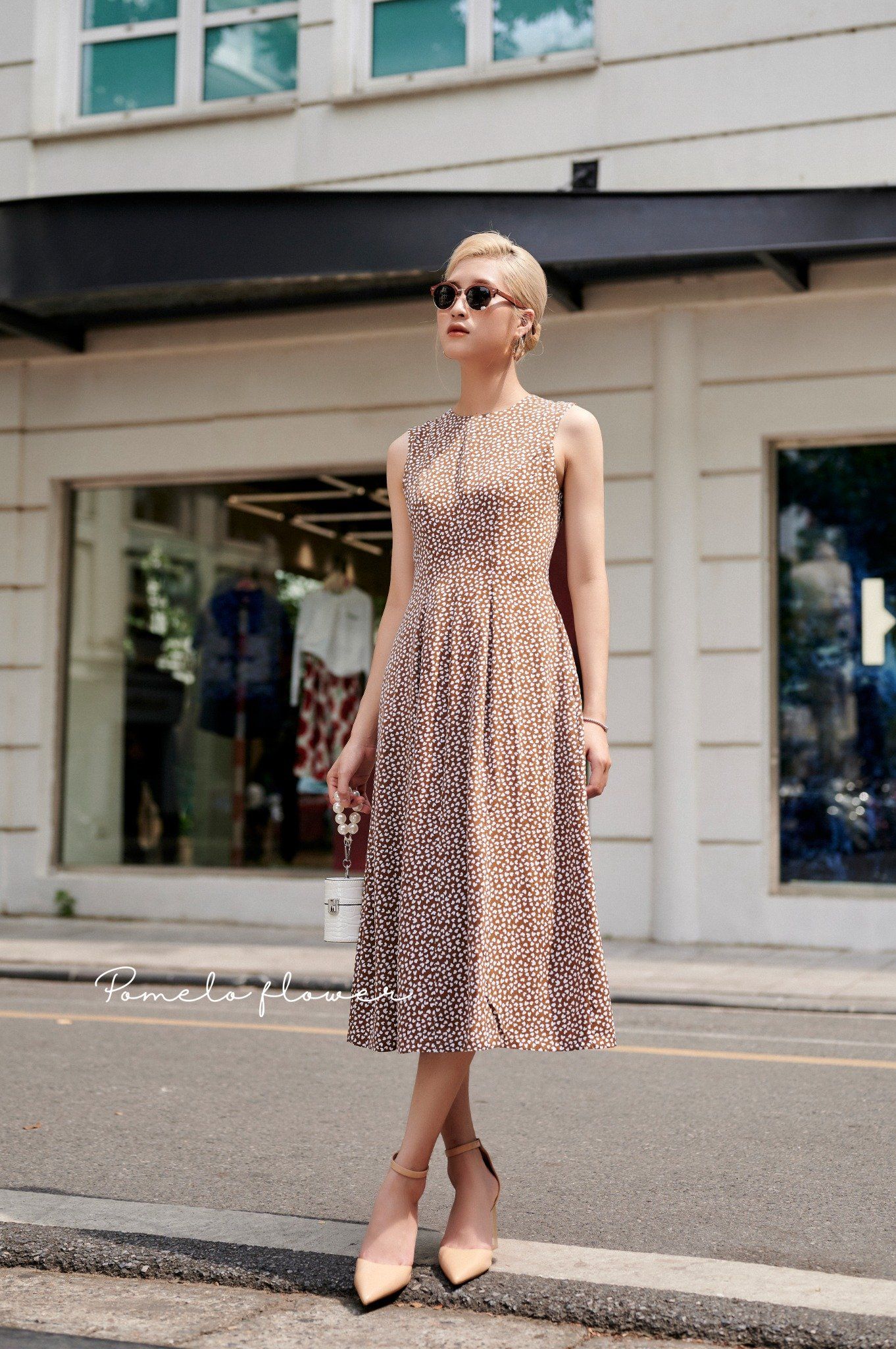 Hailey Dress - Đầm sát nách họa tiết tim nhí L13