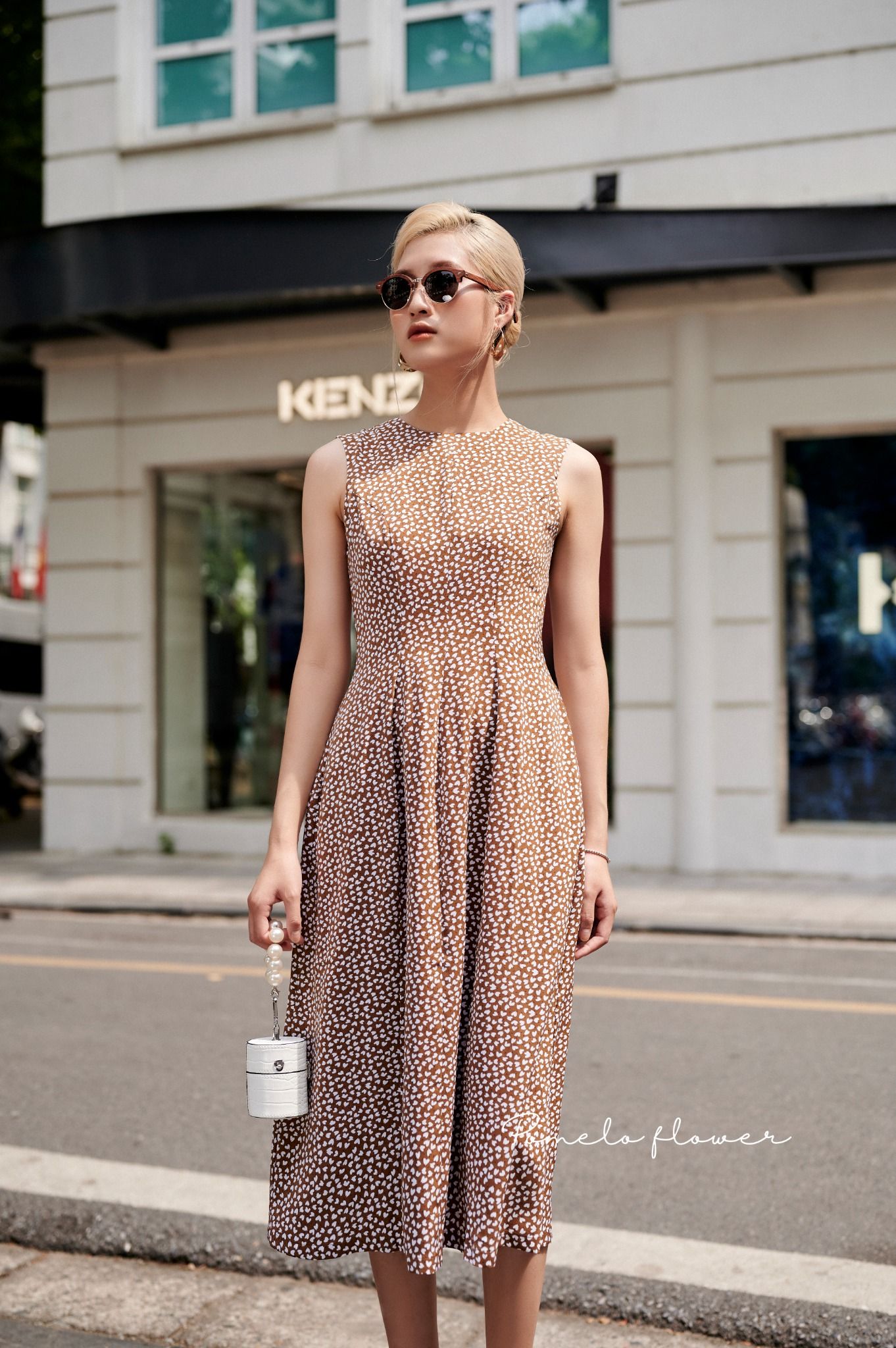 Hailey Dress - Đầm sát nách họa tiết tim nhí L13