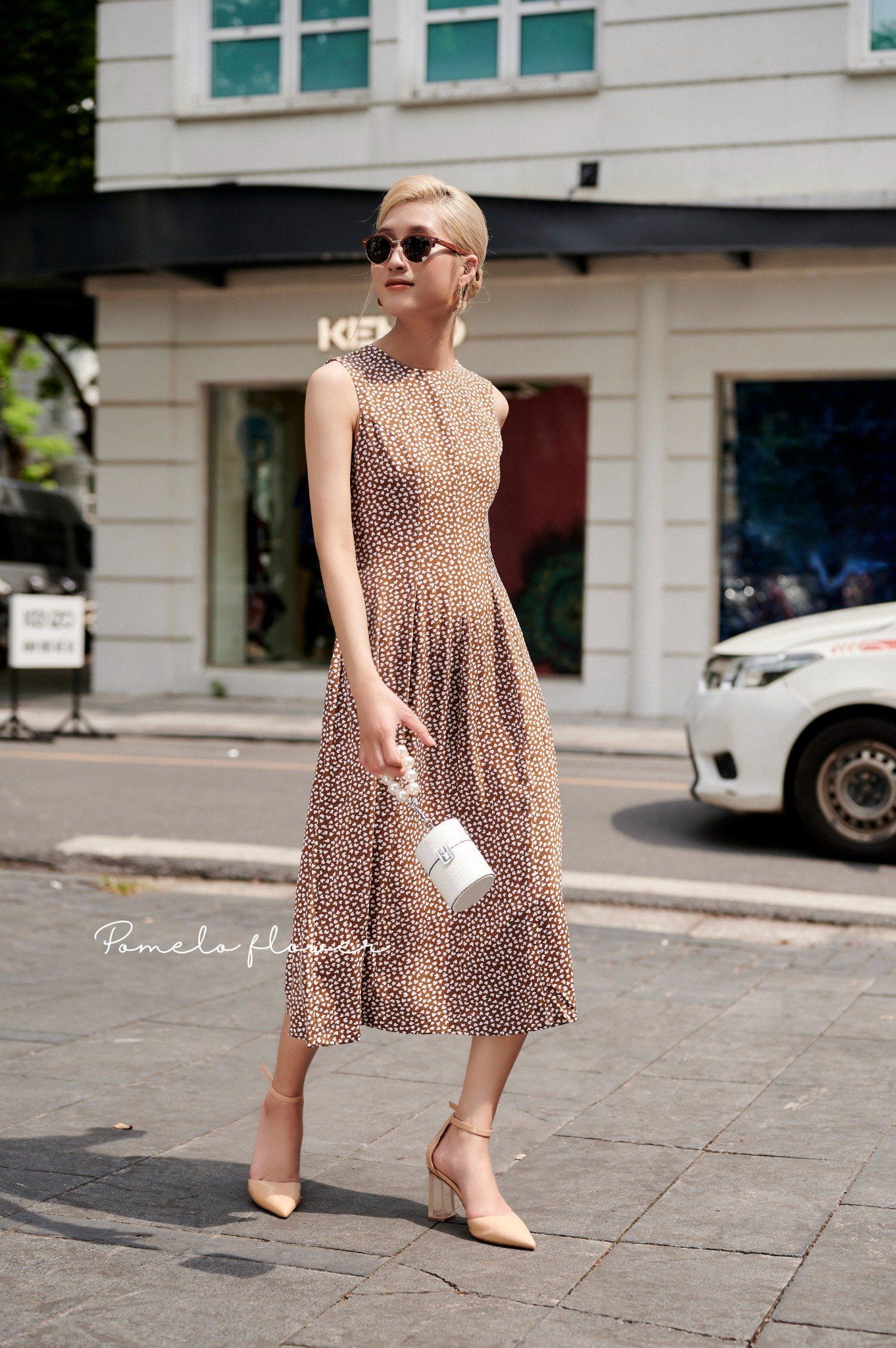 Hailey Dress - Đầm sát nách họa tiết tim nhí L13