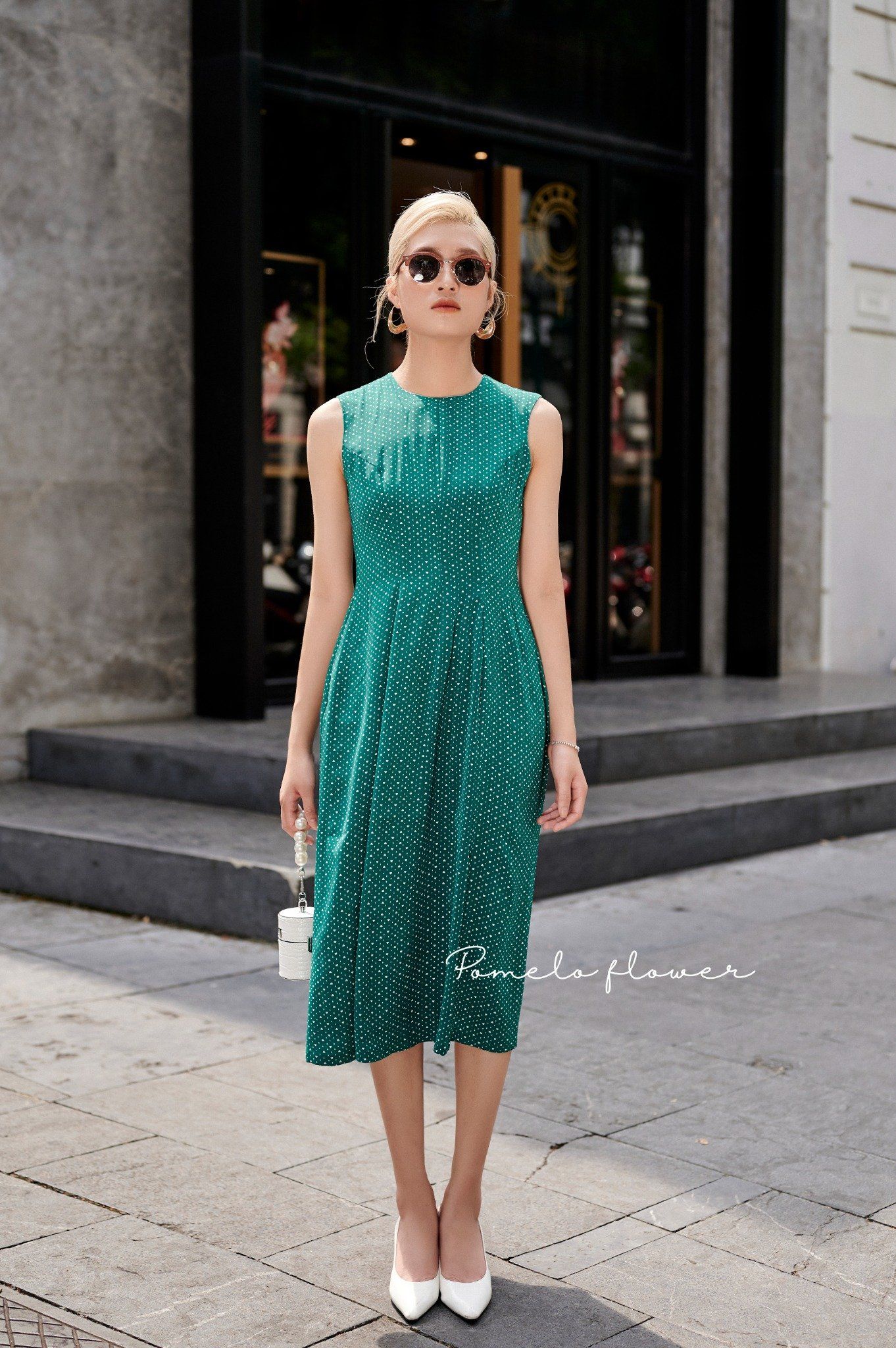 Hailey Dress - Đầm sát nách họa tiết tim nhí L13