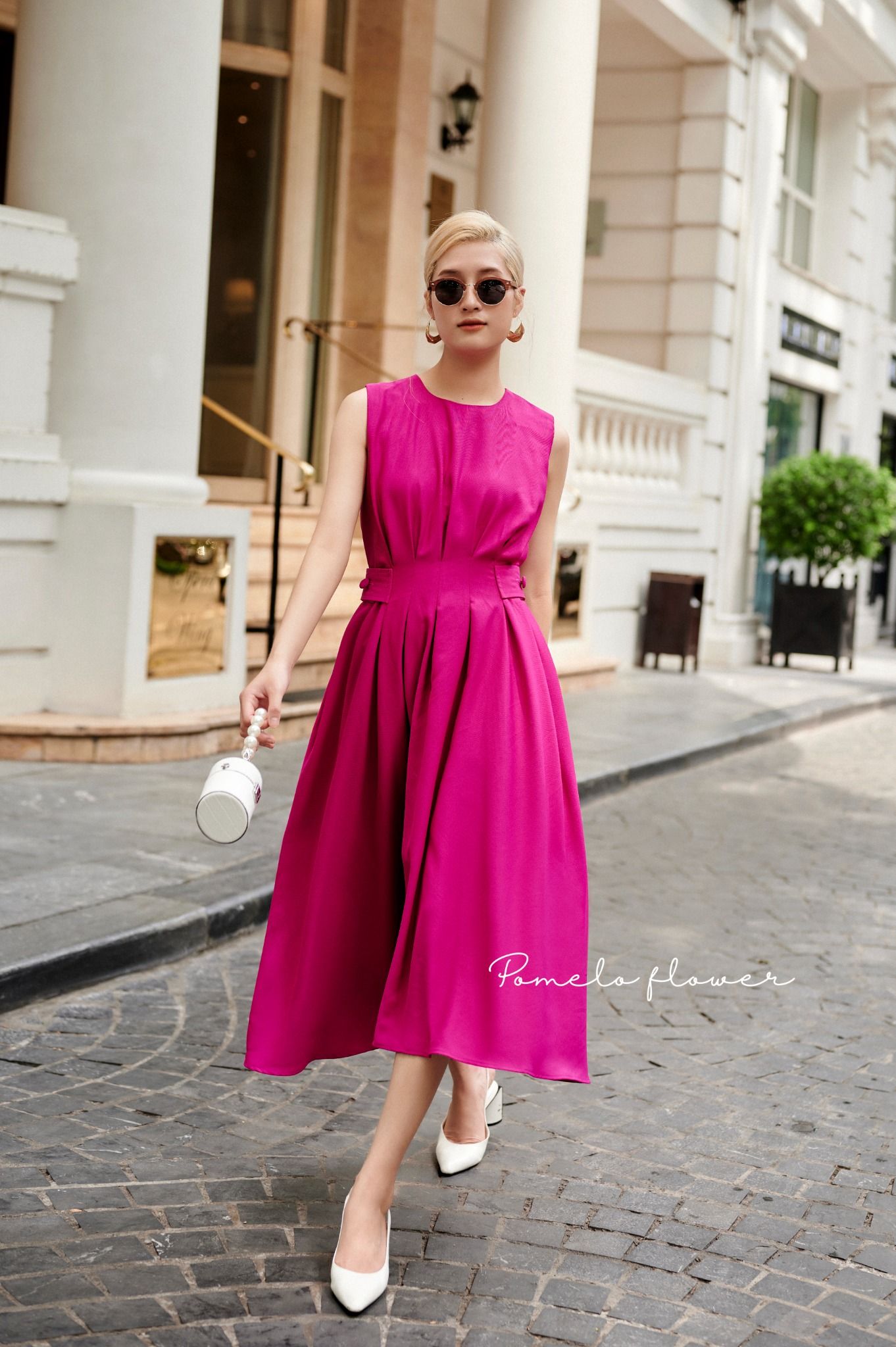 Evelyn Dress - Đầm sát nách, xếp ly eo D938