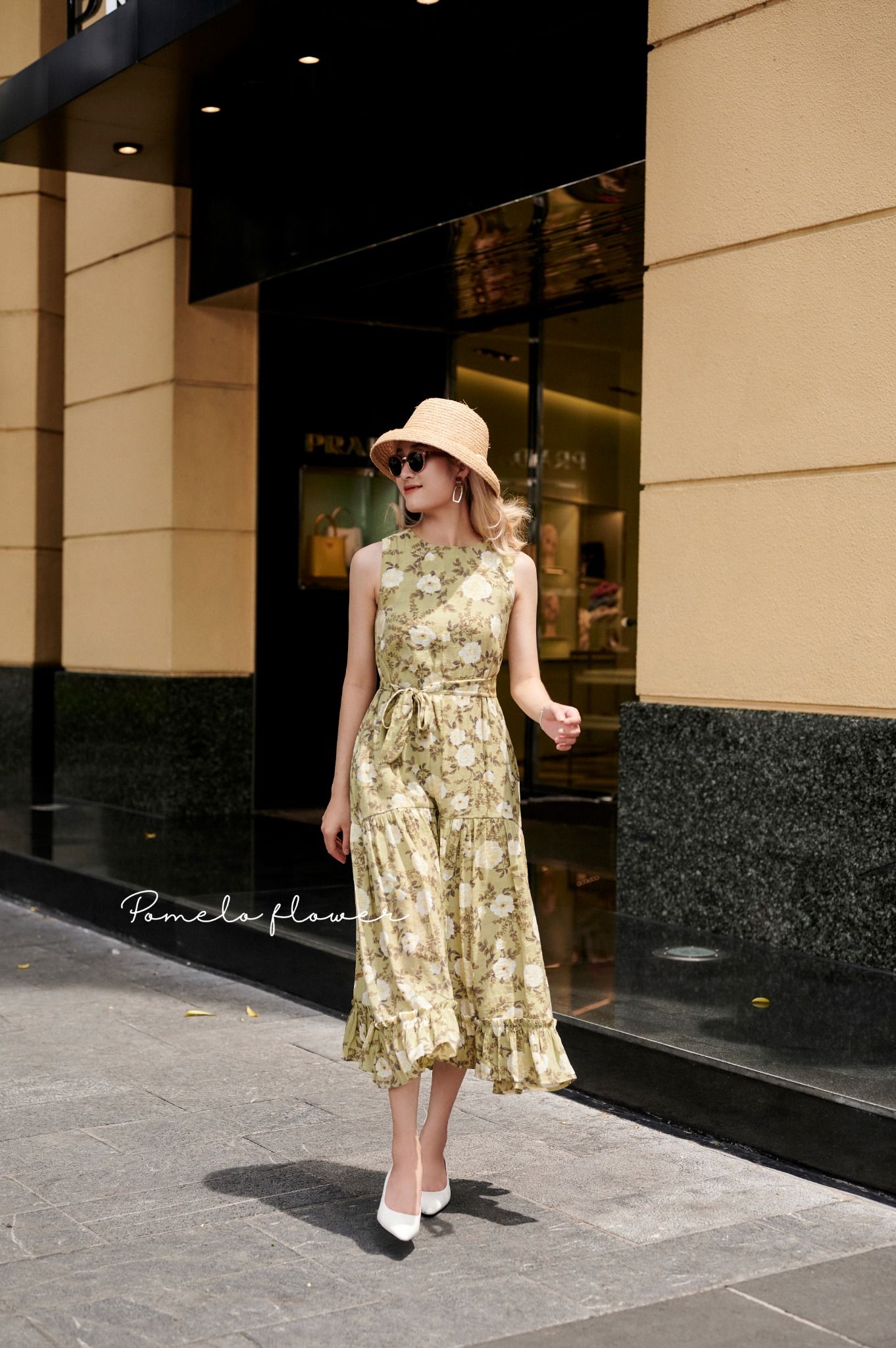 Valerie Dress - Đầm sát nách xô lụa in hoa lớn - D608