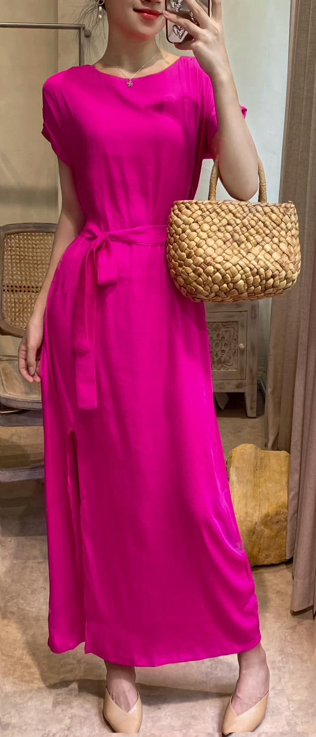 Mona Dress - Đầm Lụa Tay Chờm E33