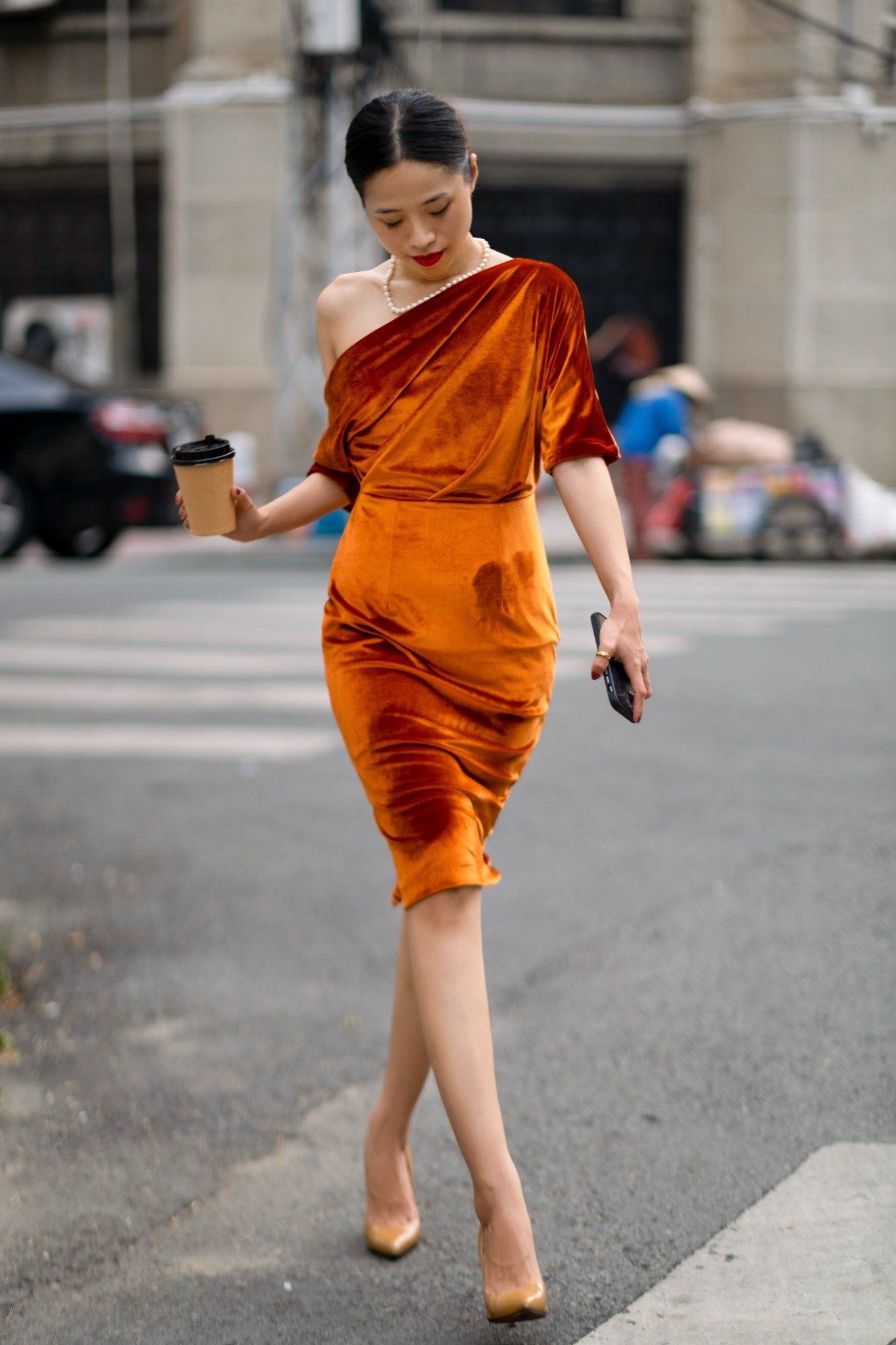 Mariana Dress - Đầm Body nhung mềm lệch vai D83