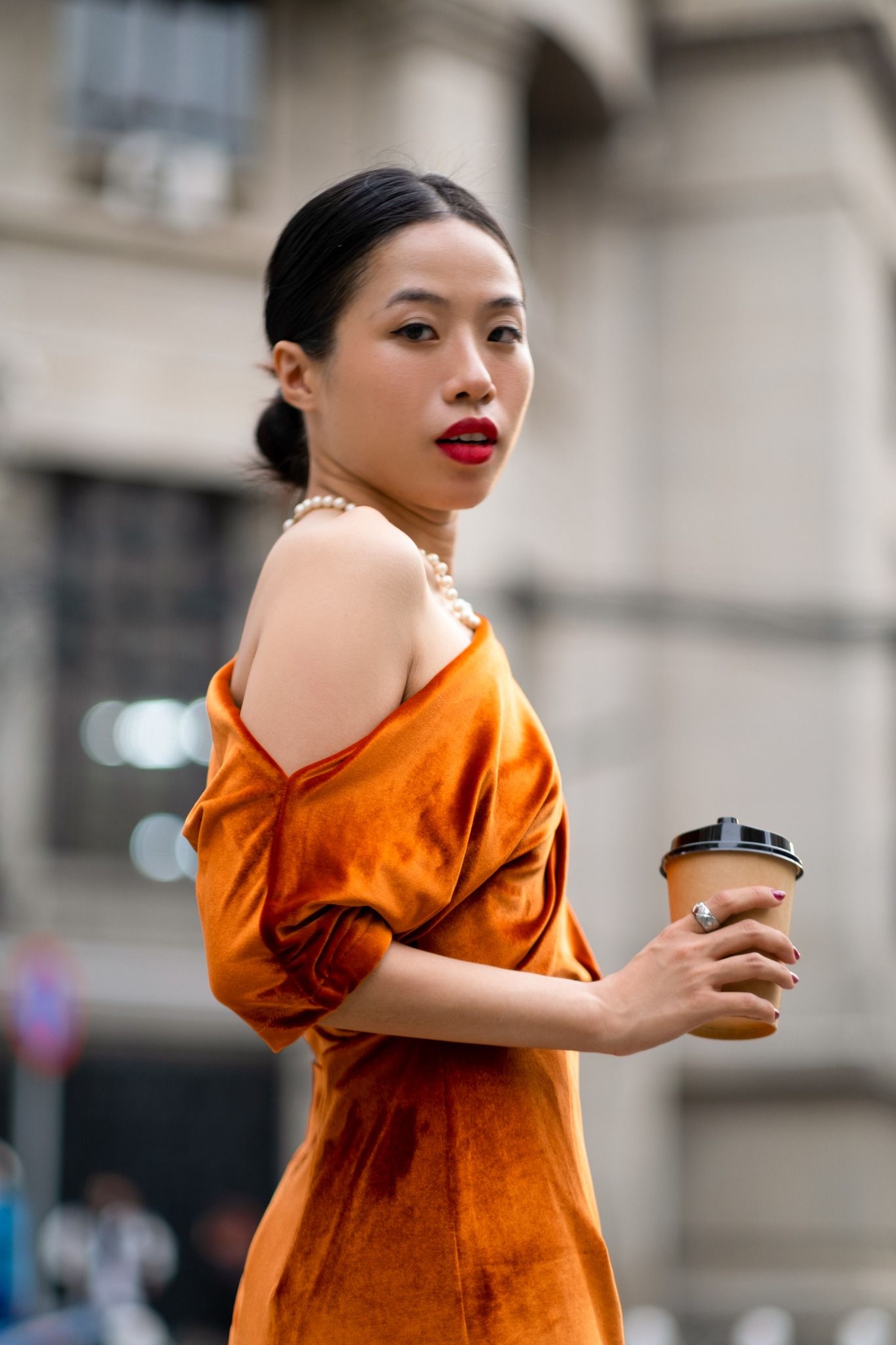 Mariana Dress - Đầm Body nhung mềm lệch vai D83