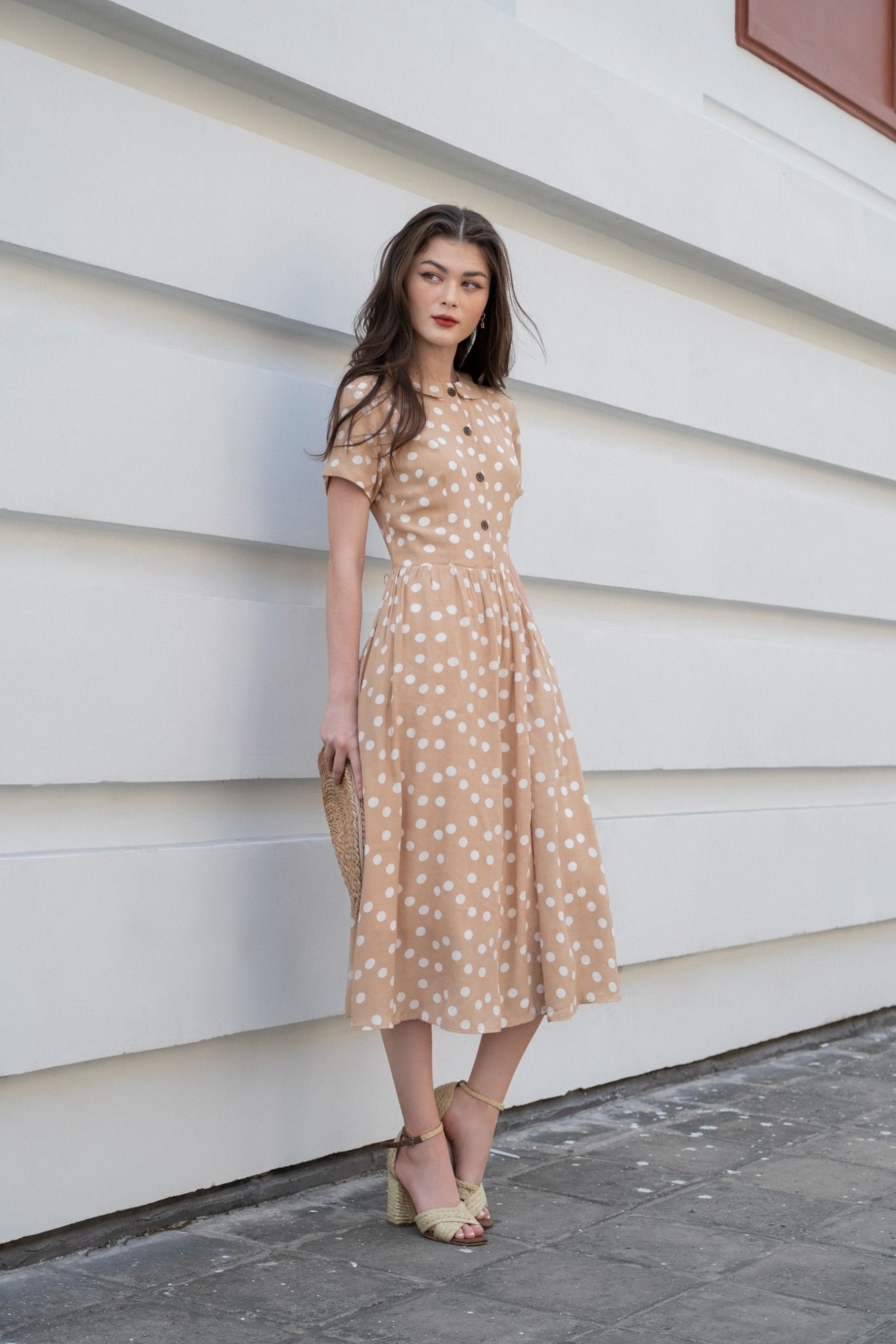 Serena Dress - Đầm chấm bi cổ sen D243 D244