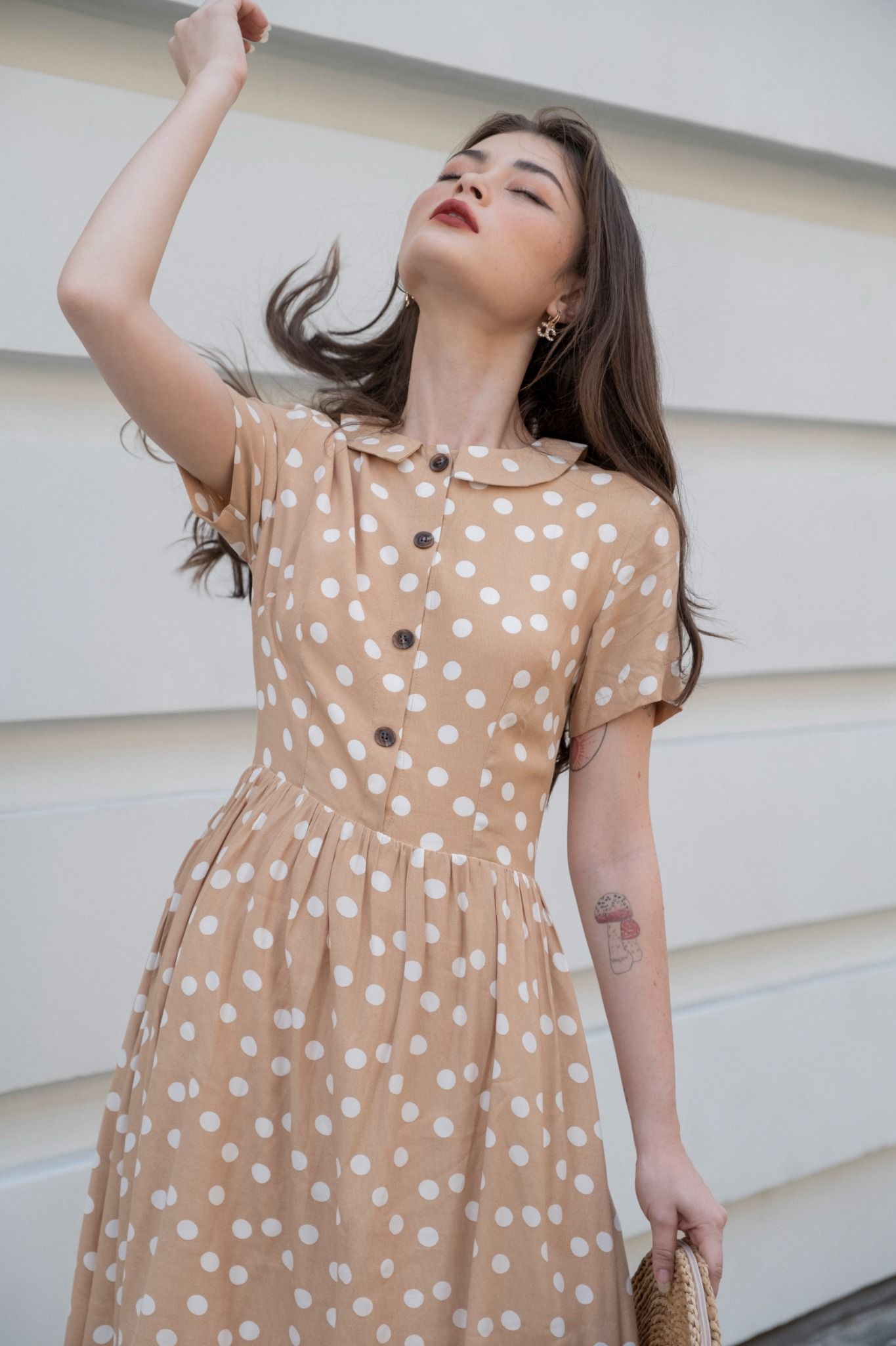 Serena Dress - Đầm chấm bi cổ sen D243 D244