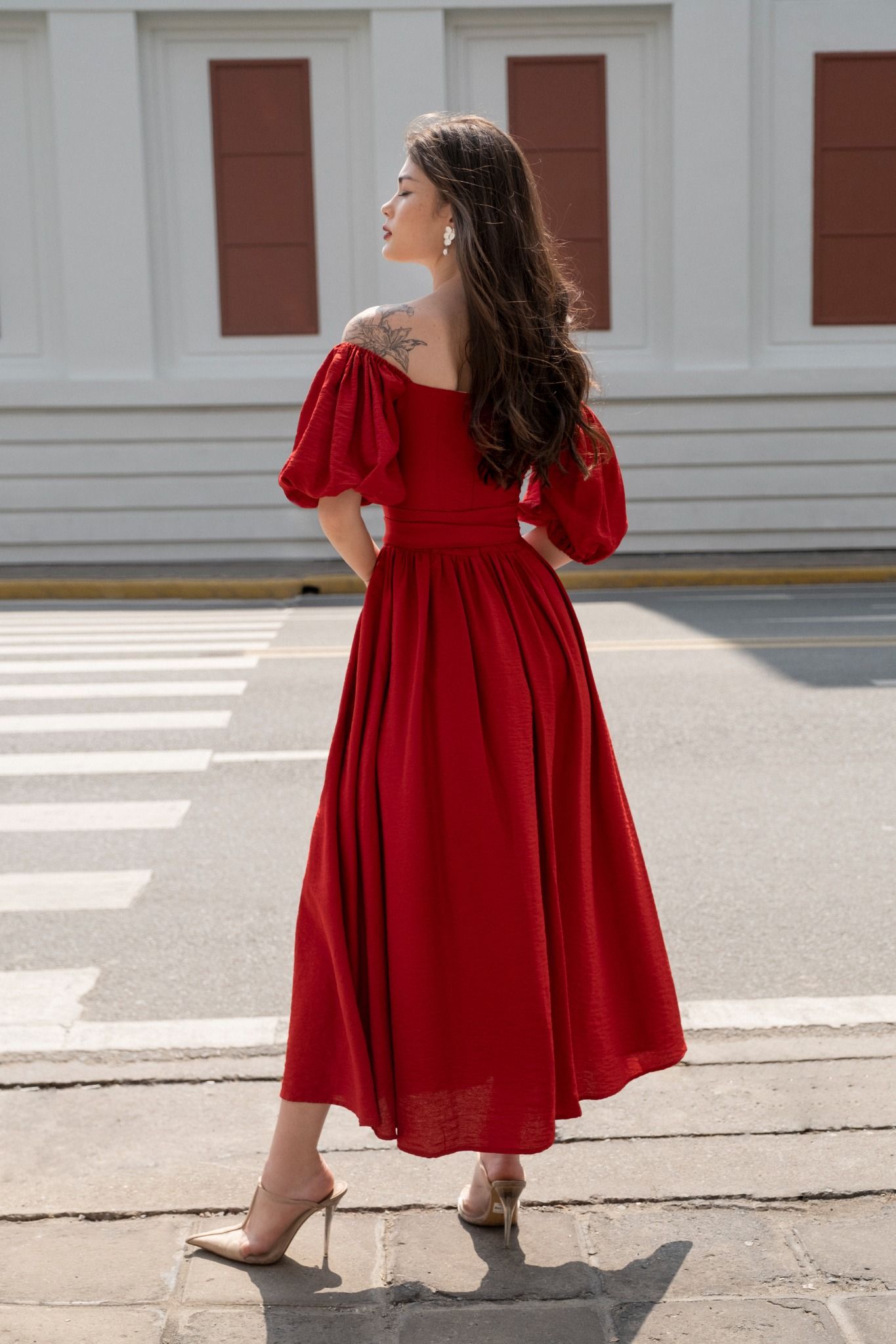 Classy Rosie Dress - Đầm trễ vai tay phồng cúp ngực D034