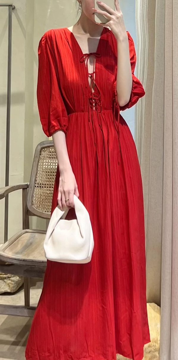 Sara Dress - Đầm tay lửng, thắt nơ ngực D004 D917