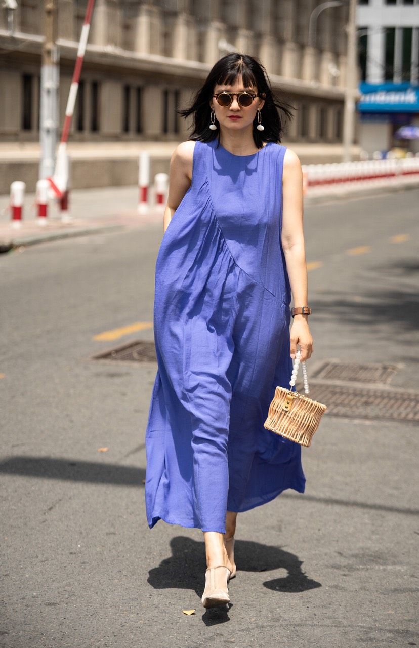 Sierra Dress - Đầm sát nách tím, bèo chéo (Mẹ) La46