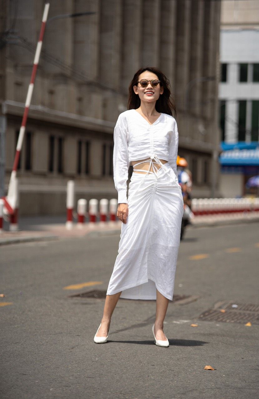Isabella Set - Set áo crop top và chân váy linen S39